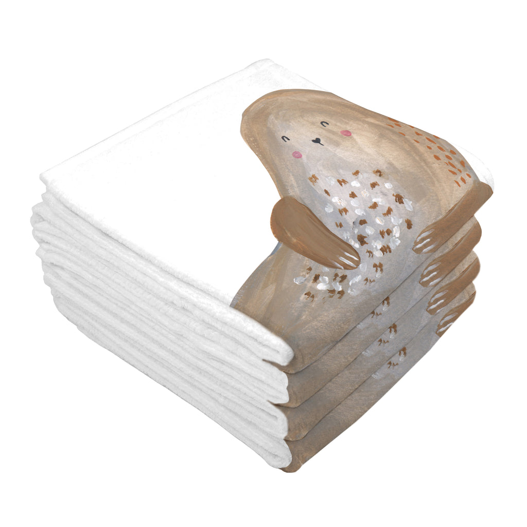 Gäste Handtuch Robbe lachend Gästetuch, Reisehandtuch, Sport Handtuch, Frottier, Kinder Handtuch, Tiermotive, Gute Laune, lustige Sprüche, Tiere, Robbe, Robben, Seehund, Strand, Meerestier, Ostsee, Nordsee