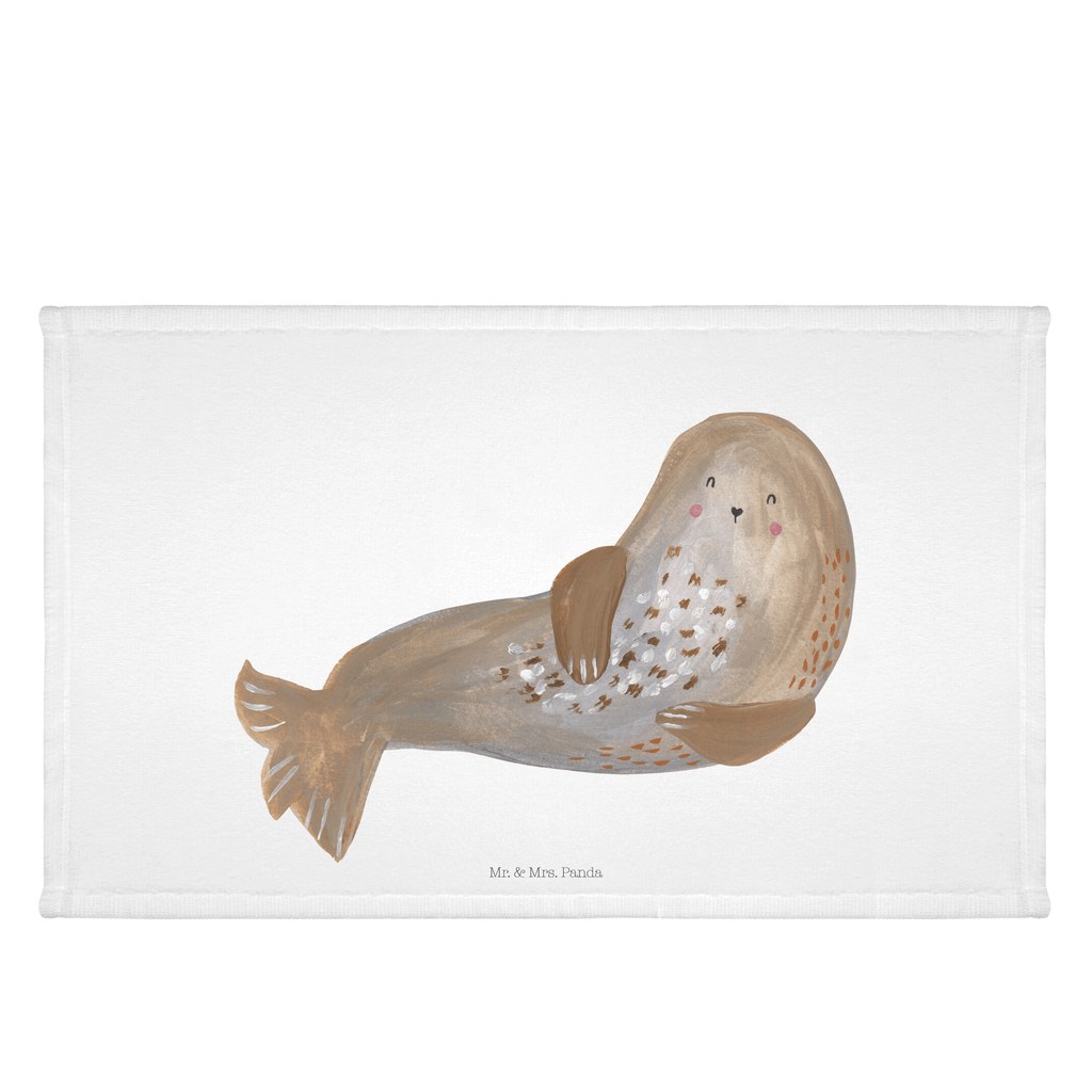 Gäste Handtuch Robbe lachend Gästetuch, Reisehandtuch, Sport Handtuch, Frottier, Kinder Handtuch, Tiermotive, Gute Laune, lustige Sprüche, Tiere, Robbe, Robben, Seehund, Strand, Meerestier, Ostsee, Nordsee