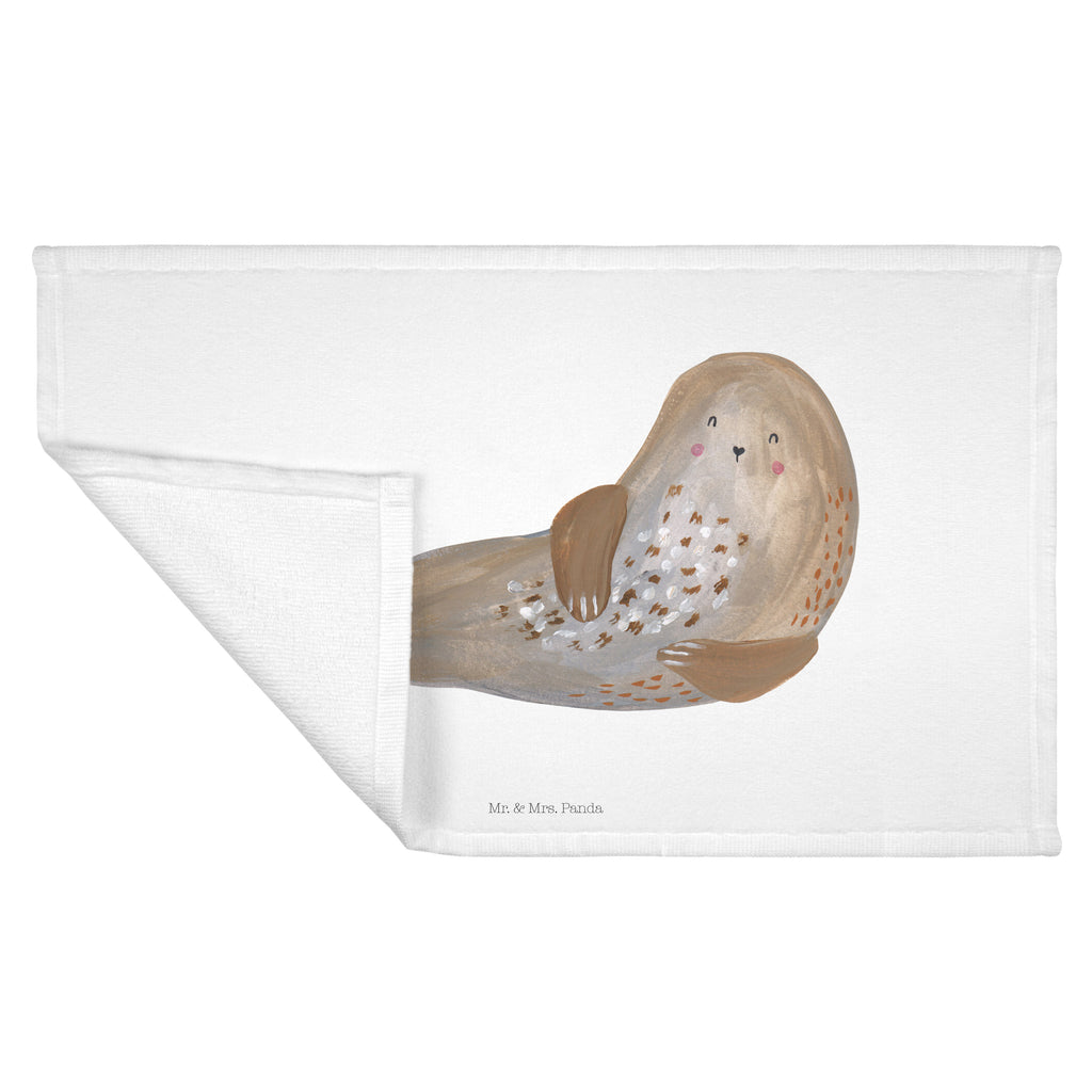 Gäste Handtuch Robbe lachend Gästetuch, Reisehandtuch, Sport Handtuch, Frottier, Kinder Handtuch, Tiermotive, Gute Laune, lustige Sprüche, Tiere, Robbe, Robben, Seehund, Strand, Meerestier, Ostsee, Nordsee