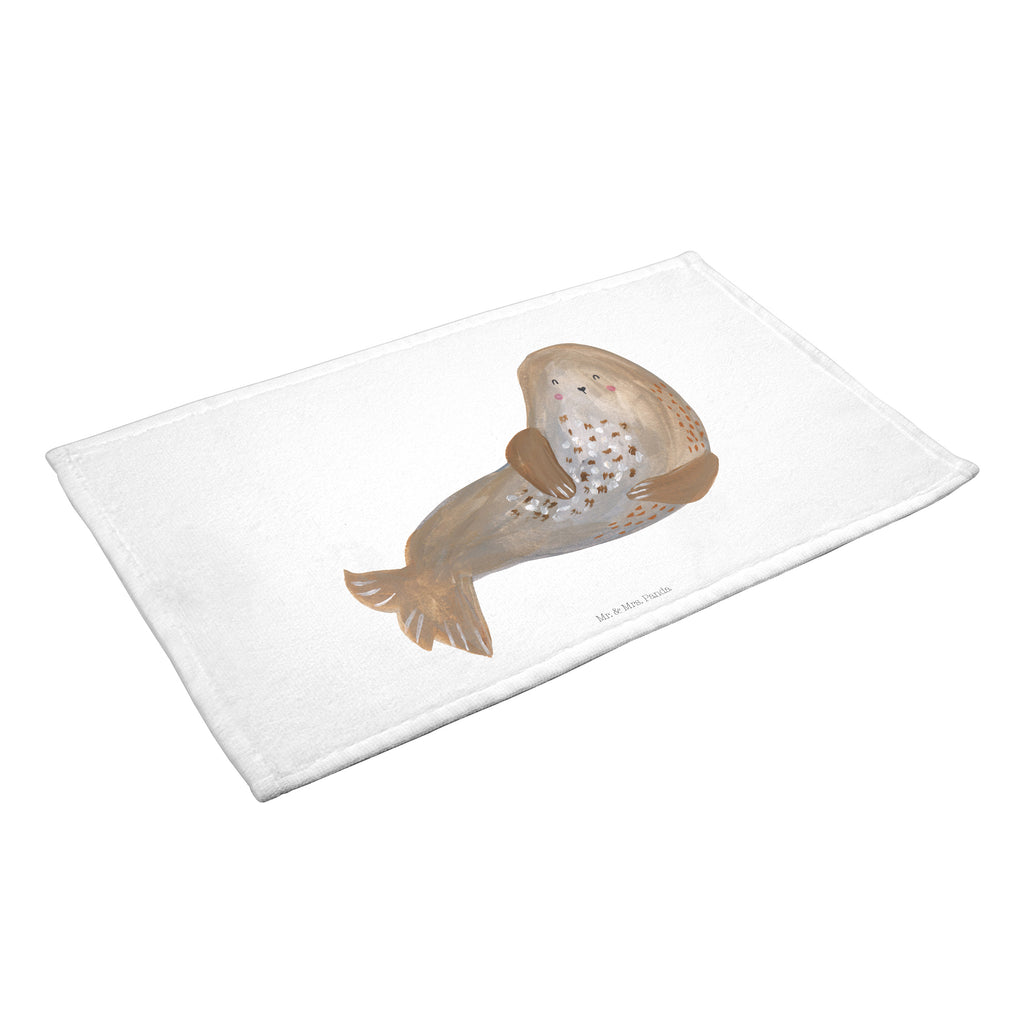 Gäste Handtuch Robbe lachend Gästetuch, Reisehandtuch, Sport Handtuch, Frottier, Kinder Handtuch, Tiermotive, Gute Laune, lustige Sprüche, Tiere, Robbe, Robben, Seehund, Strand, Meerestier, Ostsee, Nordsee