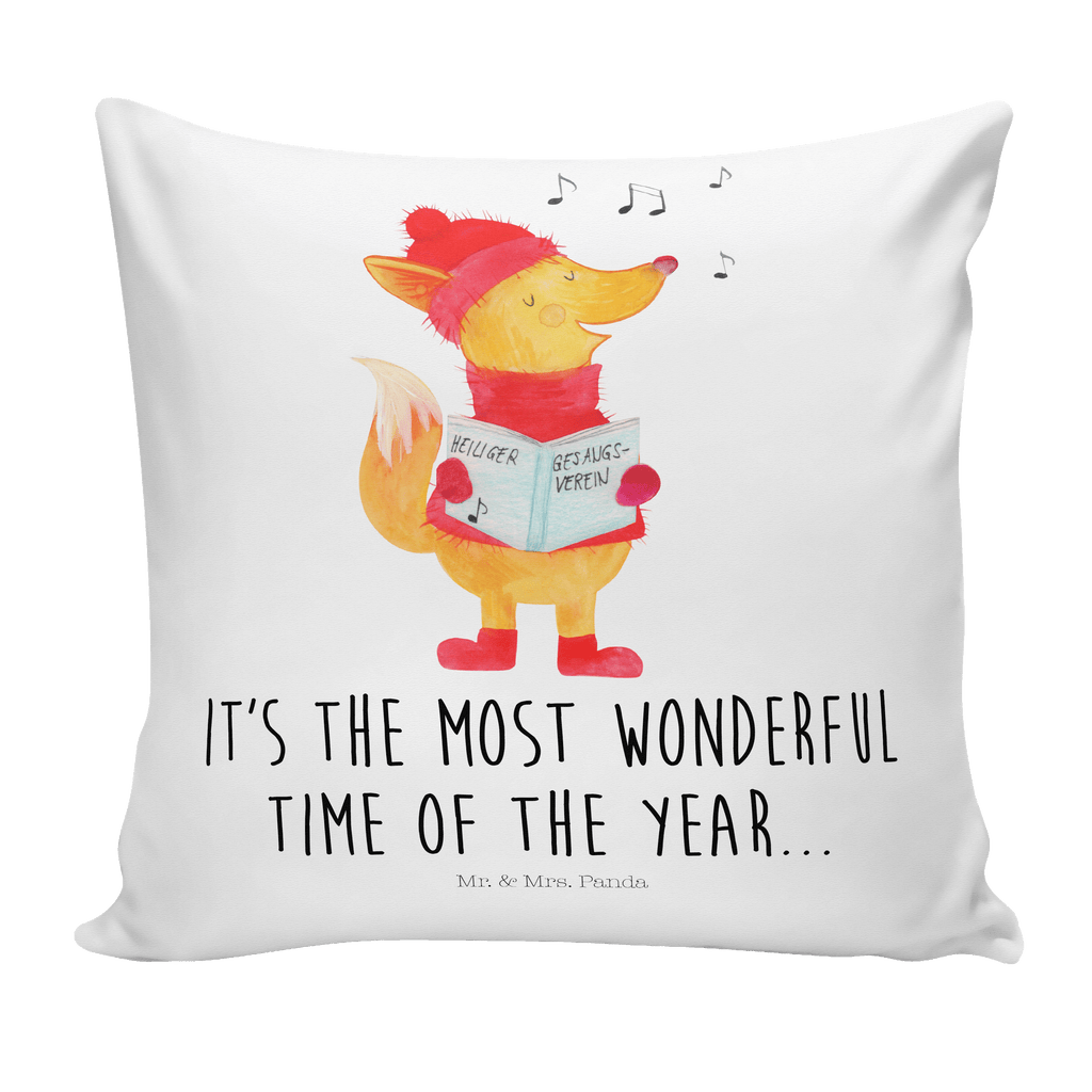 40x40 Kissen Fuchs Sänger Kissenhülle, Kopfkissen, Sofakissen, Dekokissen, Motivkissen, Winter, Weihnachten, Weihnachtsdeko, Nikolaus, Advent, Heiligabend, Wintermotiv, Fuchs, Füchse, Sänger, Geschenk Sänger, Singen, Weihnachtslieder