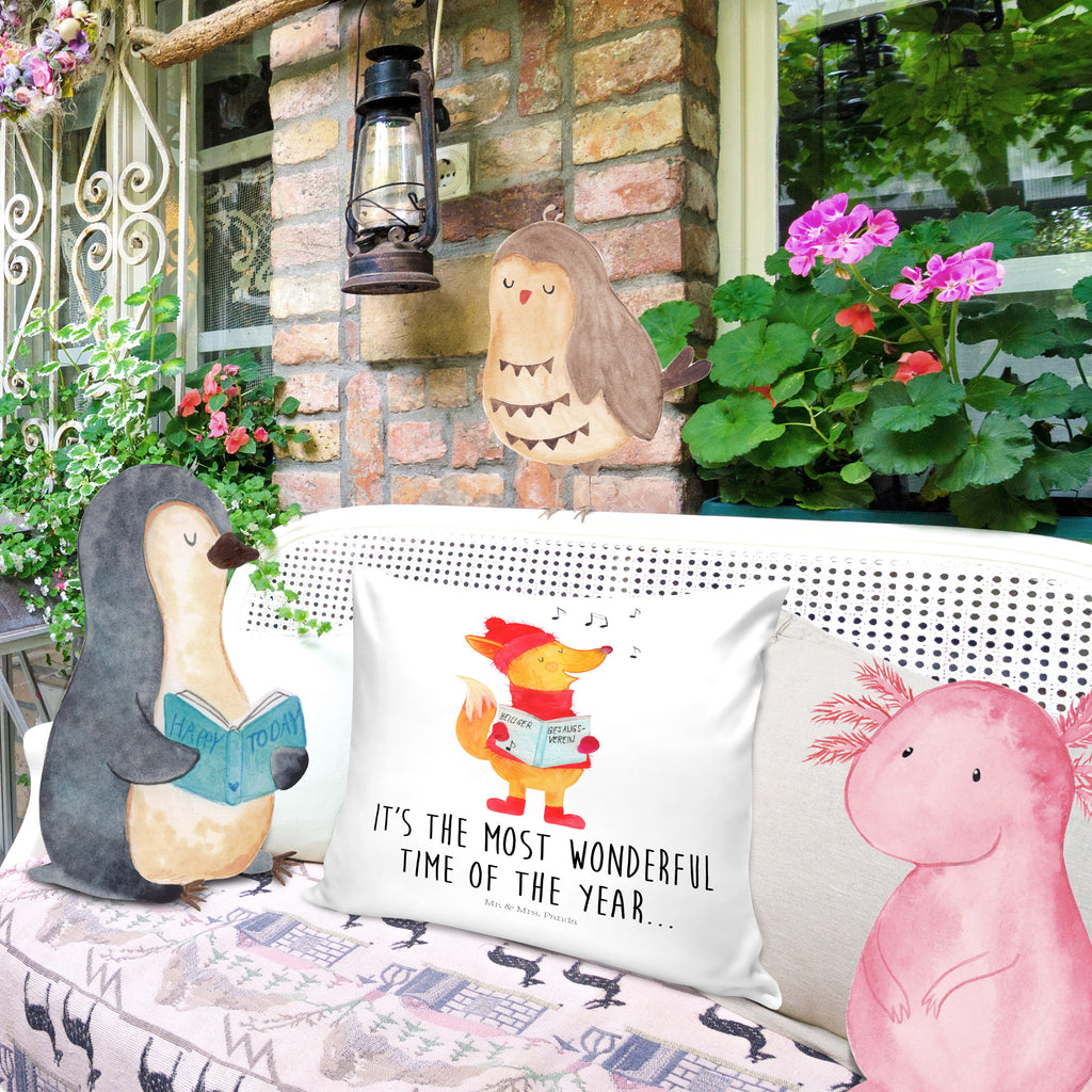 40x40 Kissen Fuchs Sänger Kissenhülle, Kopfkissen, Sofakissen, Dekokissen, Motivkissen, Winter, Weihnachten, Weihnachtsdeko, Nikolaus, Advent, Heiligabend, Wintermotiv, Fuchs, Füchse, Sänger, Geschenk Sänger, Singen, Weihnachtslieder