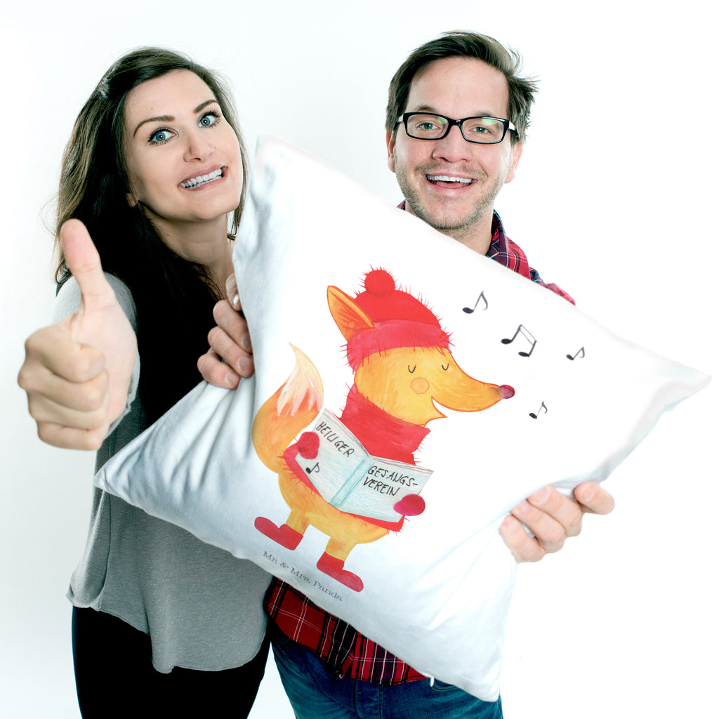 40x40 Kissen Fuchs Sänger Kissenhülle, Kopfkissen, Sofakissen, Dekokissen, Motivkissen, Winter, Weihnachten, Weihnachtsdeko, Nikolaus, Advent, Heiligabend, Wintermotiv, Fuchs, Füchse, Sänger, Geschenk Sänger, Singen, Weihnachtslieder