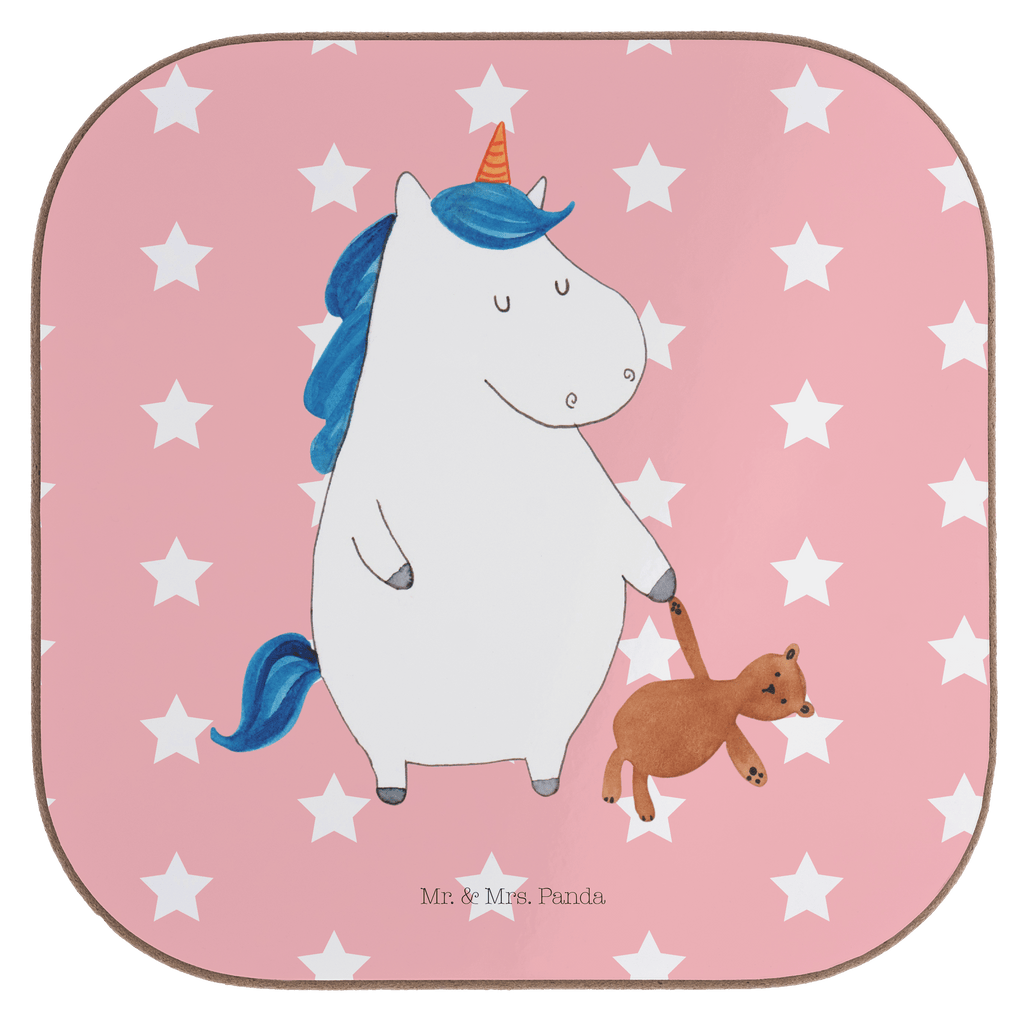 Quadratische Untersetzer Einhorn Teddy Bierdeckel, Glasuntersetzer, Untersetzer Gläser, Getränkeuntersetzer, Einhorn, Einhörner, Einhorn Deko, Pegasus, Unicorn, schlafen, gute Nacht, Single, Bett, Träumen, Freundin, Singleleben
