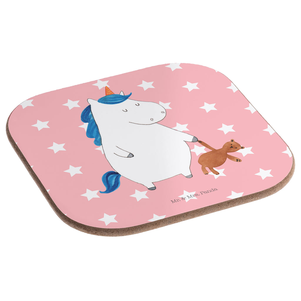 Quadratische Untersetzer Einhorn Teddy Bierdeckel, Glasuntersetzer, Untersetzer Gläser, Getränkeuntersetzer, Einhorn, Einhörner, Einhorn Deko, Pegasus, Unicorn, schlafen, gute Nacht, Single, Bett, Träumen, Freundin, Singleleben