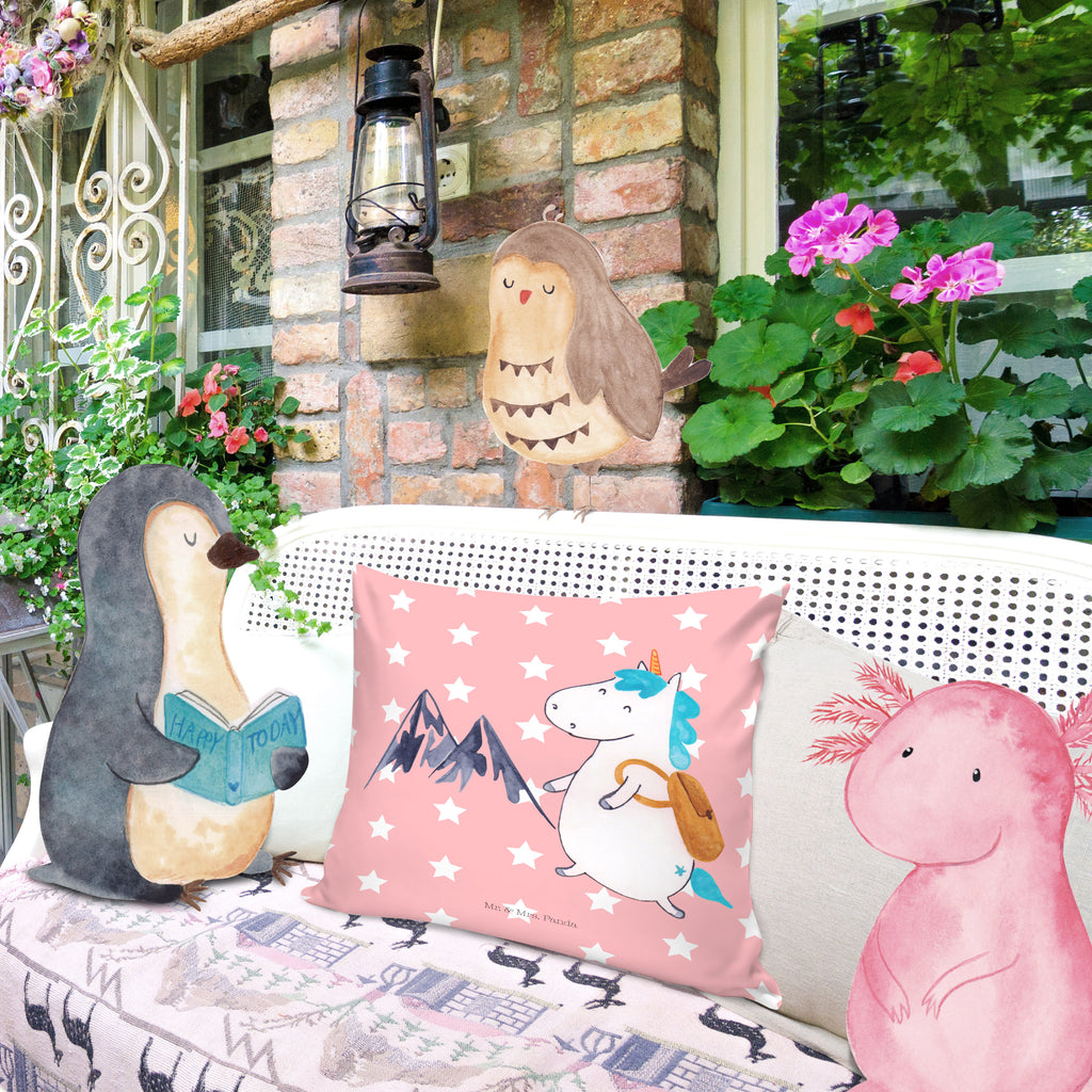 40x40 Kissen Einhorn Bergsteiger Kissenhülle, Kopfkissen, Sofakissen, Dekokissen, Motivkissen, Einhorn, Einhörner, Einhorn Deko, Pegasus, Unicorn, Bergsteiger, Abenteuer, Berge, Abenteurer, Weltenbummler, Weltreise, Reisen, Urlaub, Entdecker