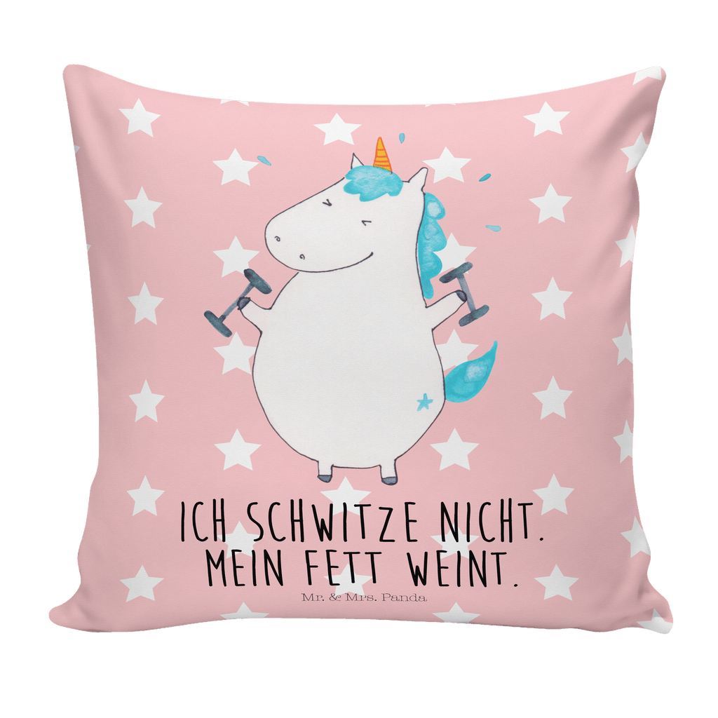 40x40 Kissen Einhorn Fitness Kissenhülle, Kopfkissen, Sofakissen, Dekokissen, Motivkissen, Einhorn, Einhörner, Einhorn Deko, Pegasus, Unicorn, Gym, Fitness, Fitnessstudio, Diät, Abnehmen, Sport, Pumpen, Geräte, Sixpack