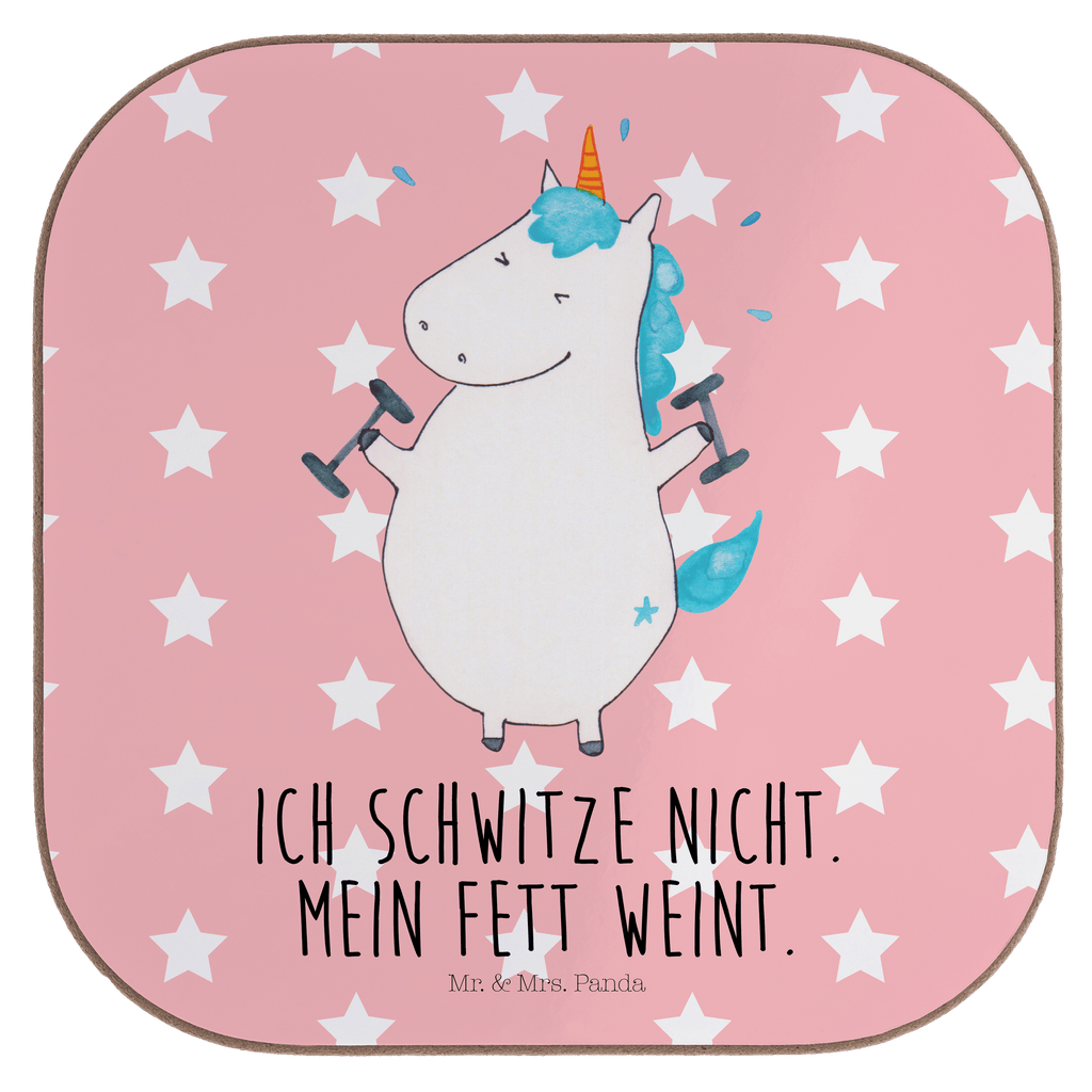 Quadratische Untersetzer Einhorn Fitness Bierdeckel, Glasuntersetzer, Untersetzer Gläser, Getränkeuntersetzer, Einhorn, Einhörner, Einhorn Deko, Pegasus, Unicorn, Gym, Fitness, Fitnessstudio, Diät, Abnehmen, Sport, Pumpen, Geräte, Sixpack