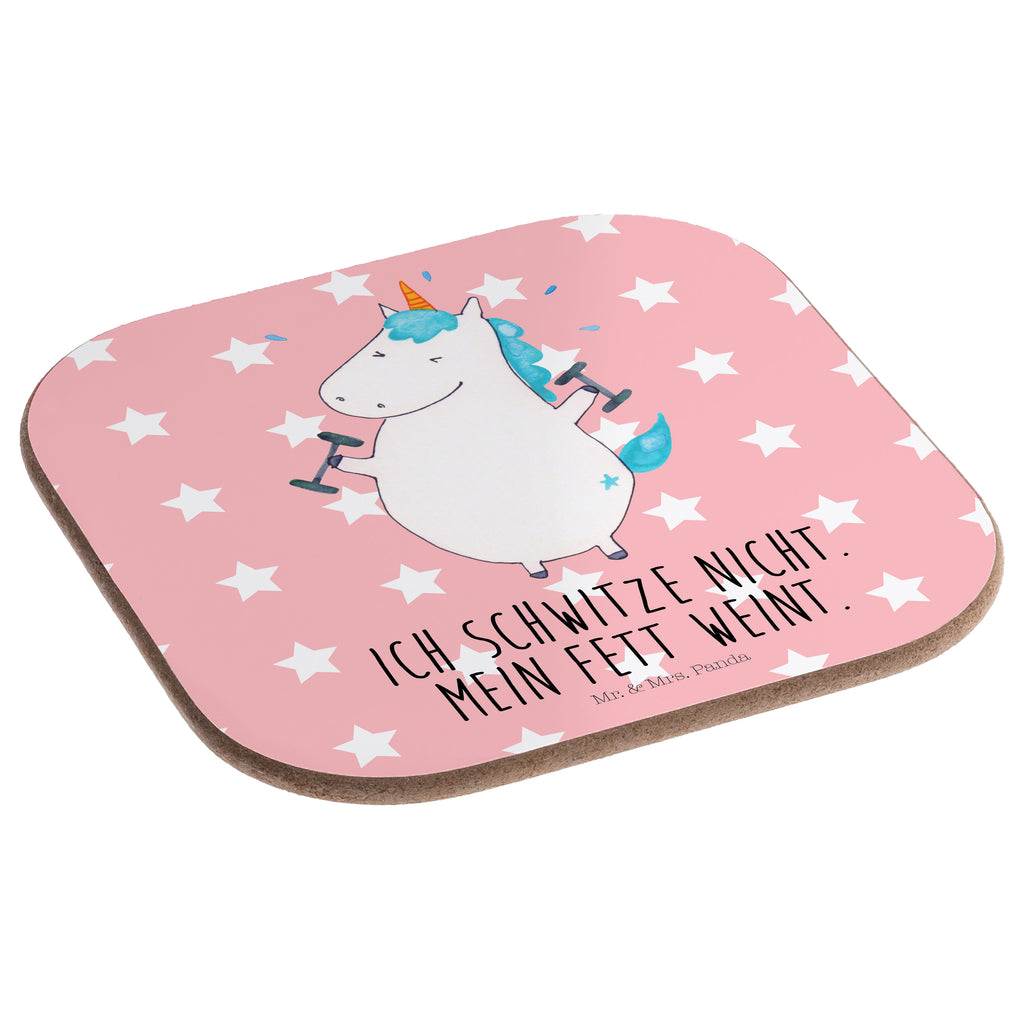 Quadratische Untersetzer Einhorn Fitness Bierdeckel, Glasuntersetzer, Untersetzer Gläser, Getränkeuntersetzer, Einhorn, Einhörner, Einhorn Deko, Pegasus, Unicorn, Gym, Fitness, Fitnessstudio, Diät, Abnehmen, Sport, Pumpen, Geräte, Sixpack