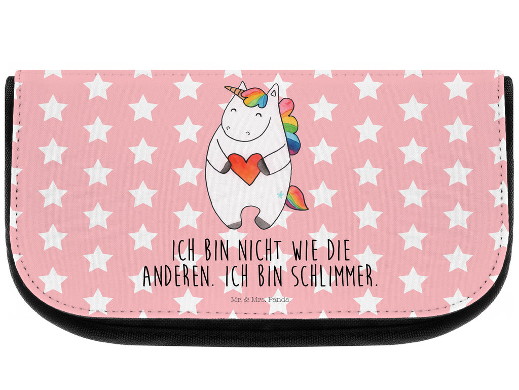 Kosmetiktasche Einhorn Herz Kosmetikbeutel, Kulturtasche, Kulturbeutel, Schminktasche, Make-Up Tasche, Einhorn, Einhörner, Einhorn Deko, Pegasus, Unicorn, Herz, schlimm, böse, witzig, lustig, Freundin, anders, bunt