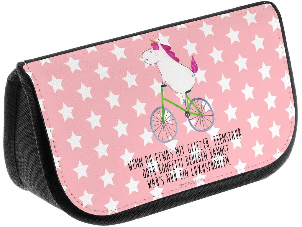 Kosmetiktasche Einhorn Radfahrer Kosmetikbeutel, Kulturtasche, Kulturbeutel, Schminktasche, Make-Up Tasche, Einhorn, Einhörner, Einhorn Deko, Pegasus, Unicorn, Radfahren, Radfahrer, Rad, Bike, Feenstaub, Konfetti, Luxusproblem, Kummer, Liebeskummer