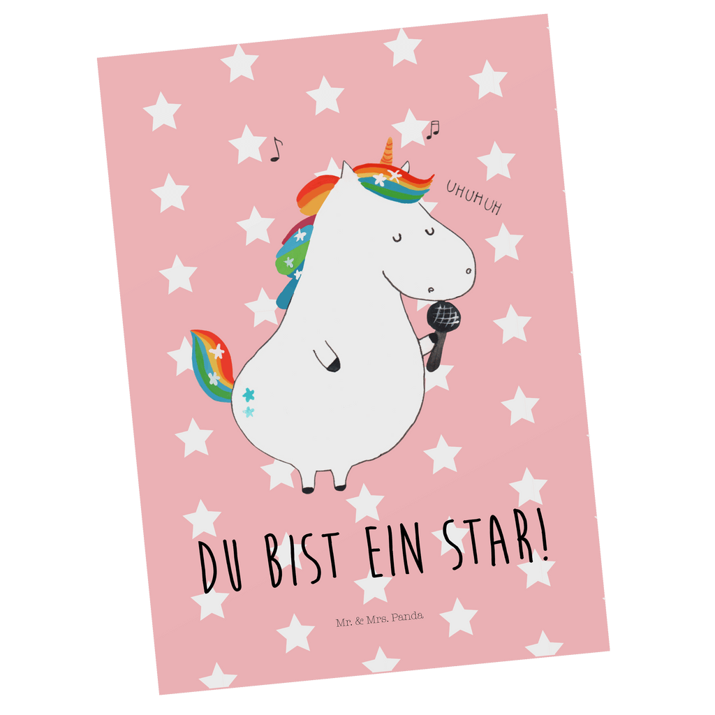 Postkarte Einhorn Sänger Geschenkkarte, Grußkarte, Karte, Einladung, Ansichtskarte, Geburtstagskarte, Einladungskarte, Dankeskarte, Einhorn, Einhörner, Einhorn Deko, Pegasus, Unicorn, Glitzer, Konfetti, Party, Geburtstag, Feier, Fest, Disco, Sängerin, Sänger, Freundin