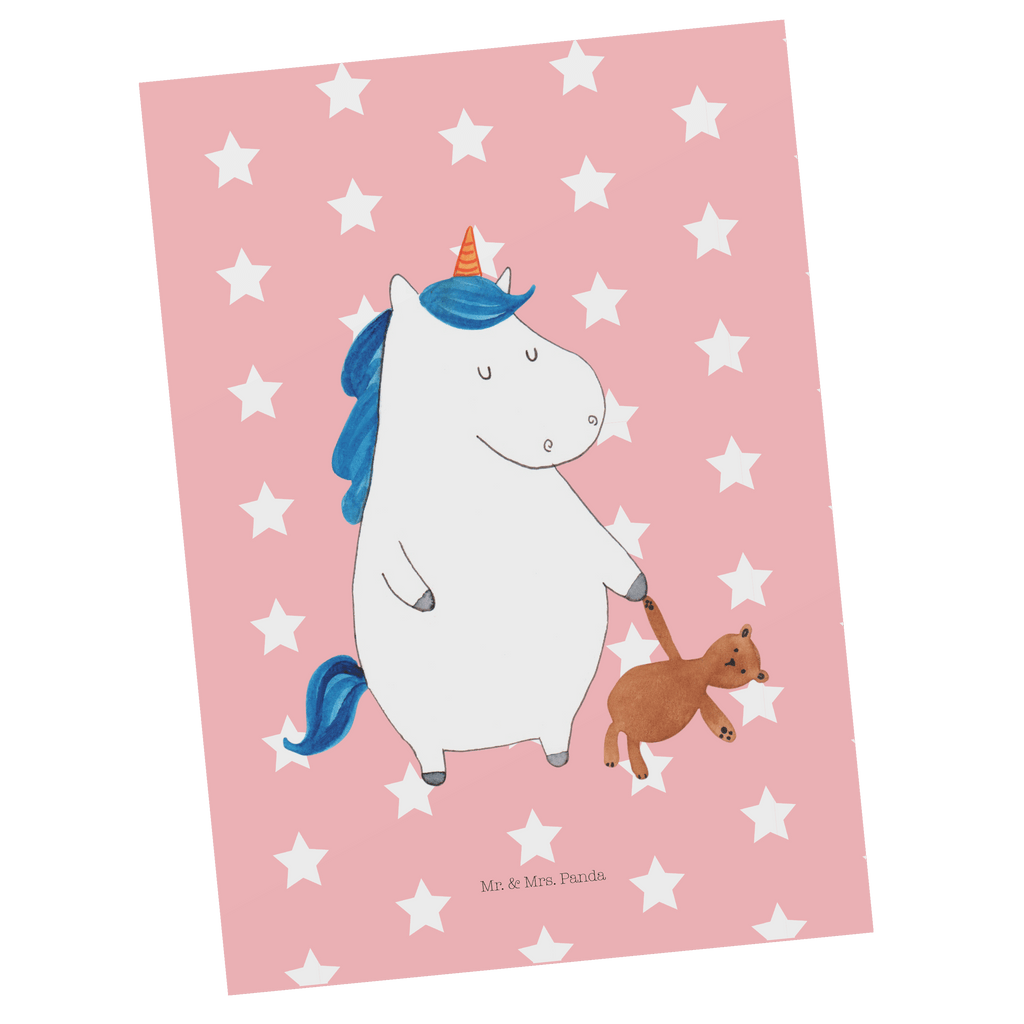 Postkarte Einhorn Teddy Geschenkkarte, Grußkarte, Karte, Einladung, Ansichtskarte, Geburtstagskarte, Einladungskarte, Einhorn, Einhörner, Einhorn Deko, Pegasus, Unicorn, schlafen, gute Nacht, Single, Bett, Träumen, Freundin, Singleleben