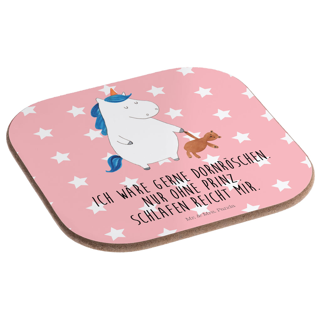 Quadratische Untersetzer Einhorn Teddy Bierdeckel, Glasuntersetzer, Untersetzer Gläser, Getränkeuntersetzer, Einhorn, Einhörner, Einhorn Deko, Pegasus, Unicorn, schlafen, gute Nacht, Single, Bett, Träumen, Freundin, Singleleben