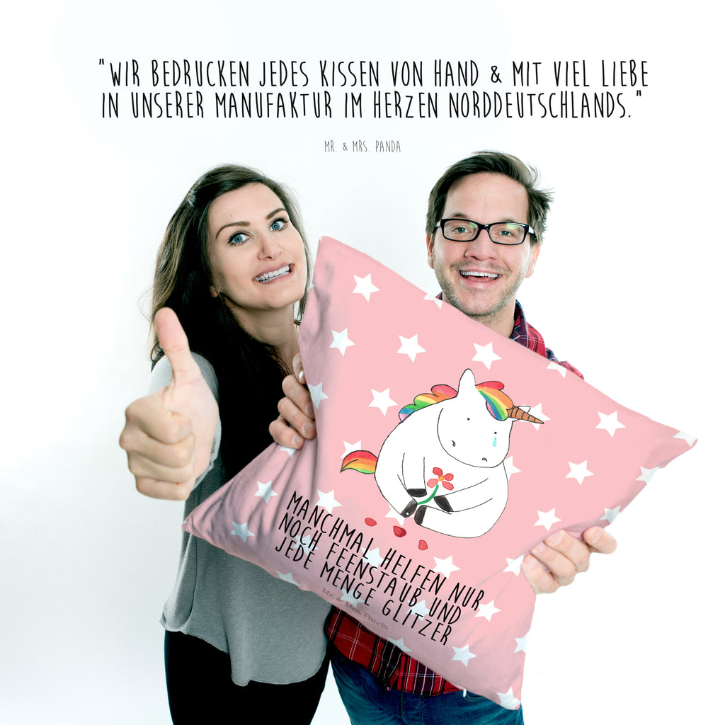 40x40 Kissen Einhorn Traurig Kissenhülle, Kopfkissen, Sofakissen, Dekokissen, Motivkissen, Einhorn, Einhörner, Einhorn Deko, Pegasus, Unicorn, Glitzer, Trösten. Freundschaft, Freunde, Liebe, Trauer, Grußkarte, Blume