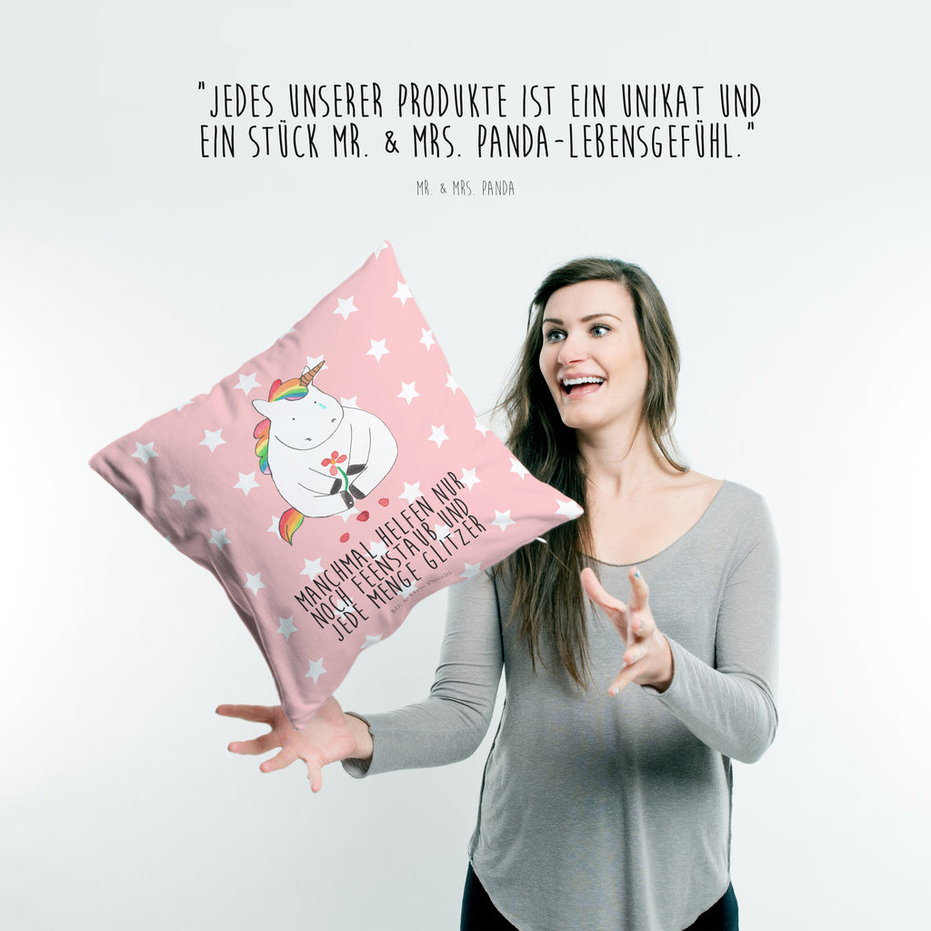 40x40 Kissen Einhorn Traurig Kissenhülle, Kopfkissen, Sofakissen, Dekokissen, Motivkissen, Einhorn, Einhörner, Einhorn Deko, Pegasus, Unicorn, Glitzer, Trösten. Freundschaft, Freunde, Liebe, Trauer, Grußkarte, Blume