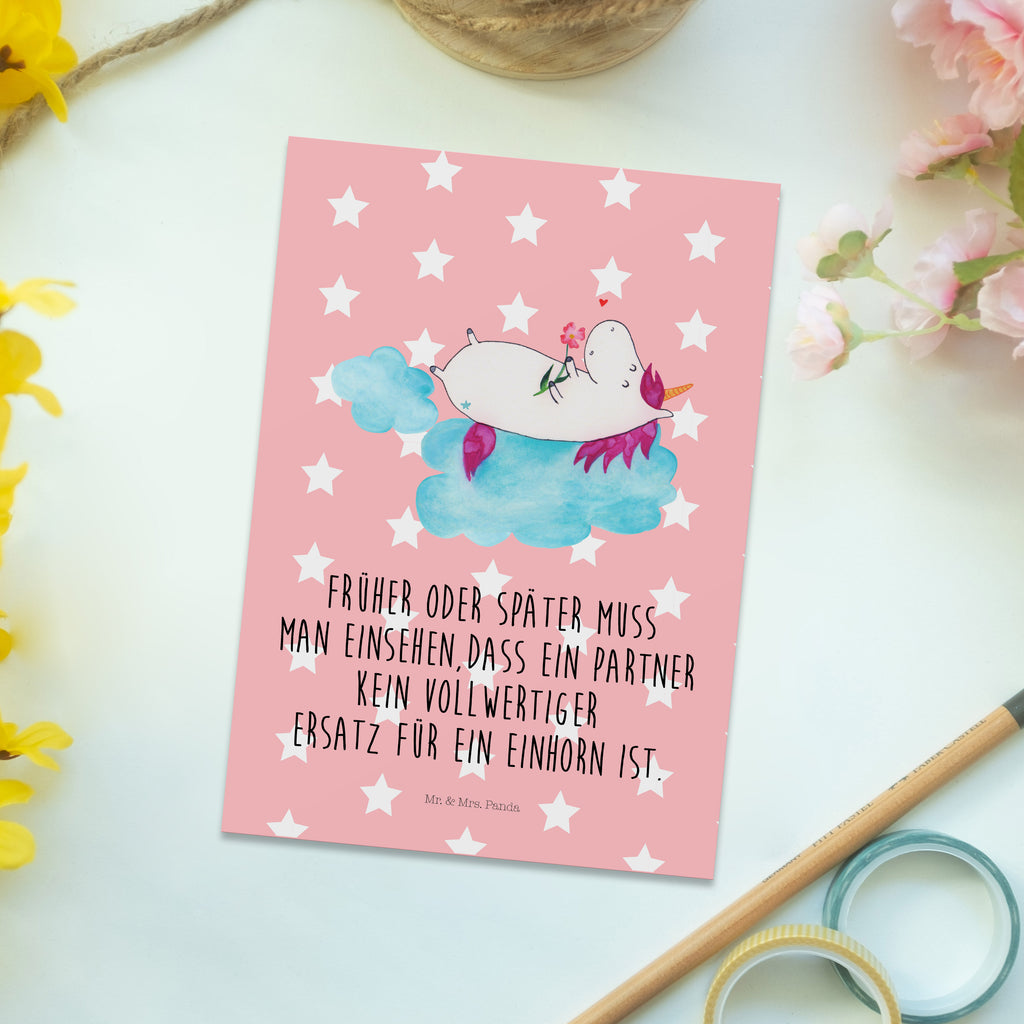 Postkarte Einhorn verliebt auf Wolke Geschenkkarte, Grußkarte, Karte, Einladung, Ansichtskarte, Geburtstagskarte, Einladungskarte, Dankeskarte, Einhorn, Einhörner, Einhorn Deko, Pegasus, Unicorn, verliebt, Liebe, Liebesbeweis, Freundin, Wolke