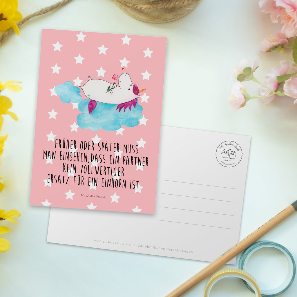 Postkarte Einhorn verliebt auf Wolke Geschenkkarte, Grußkarte, Karte, Einladung, Ansichtskarte, Geburtstagskarte, Einladungskarte, Dankeskarte, Einhorn, Einhörner, Einhorn Deko, Pegasus, Unicorn, verliebt, Liebe, Liebesbeweis, Freundin, Wolke