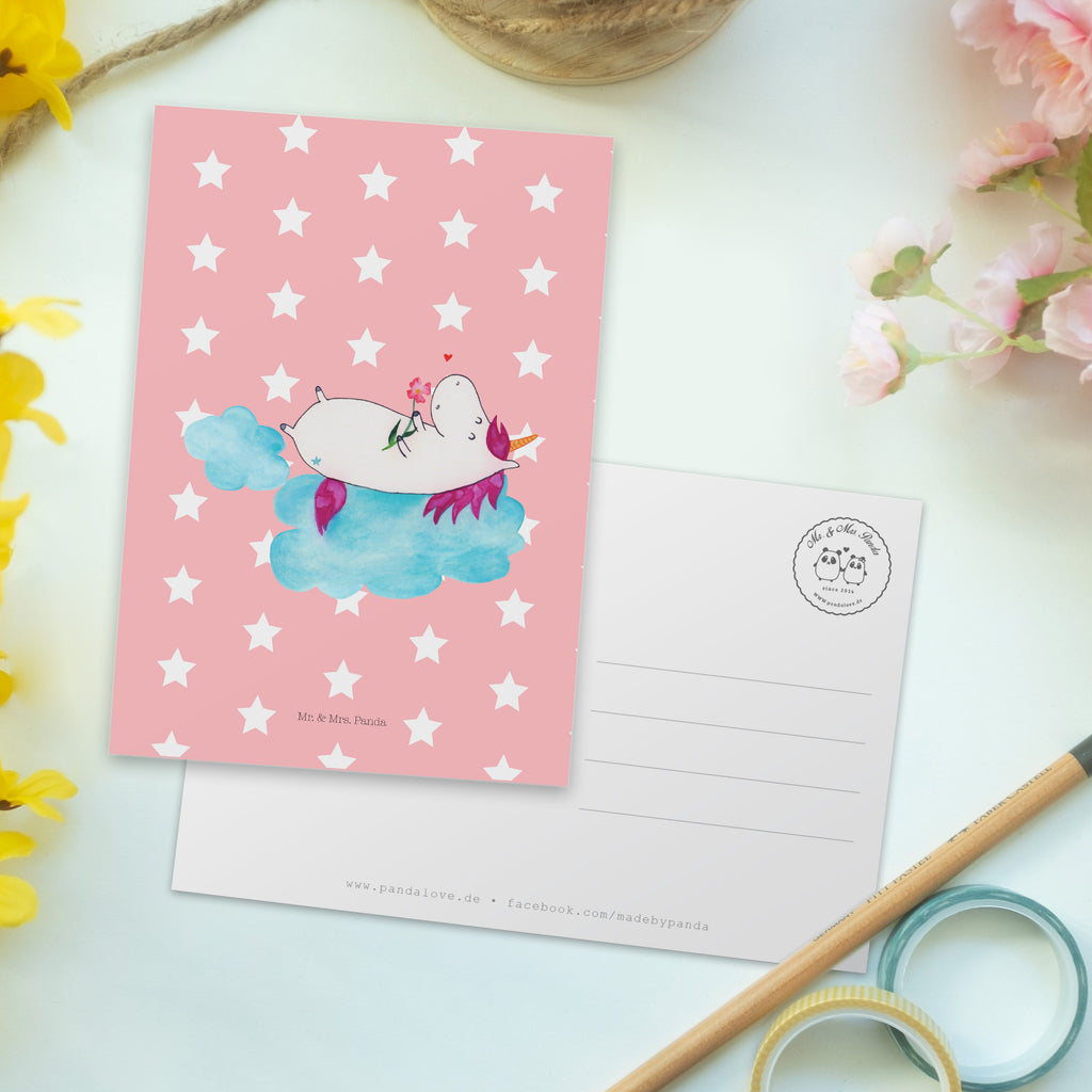 Postkarte Einhorn verliebt auf Wolke Geschenkkarte, Grußkarte, Karte, Einladung, Ansichtskarte, Geburtstagskarte, Einladungskarte, Dankeskarte, Einhorn, Einhörner, Einhorn Deko, Pegasus, Unicorn, verliebt, Liebe, Liebesbeweis, Freundin, Wolke