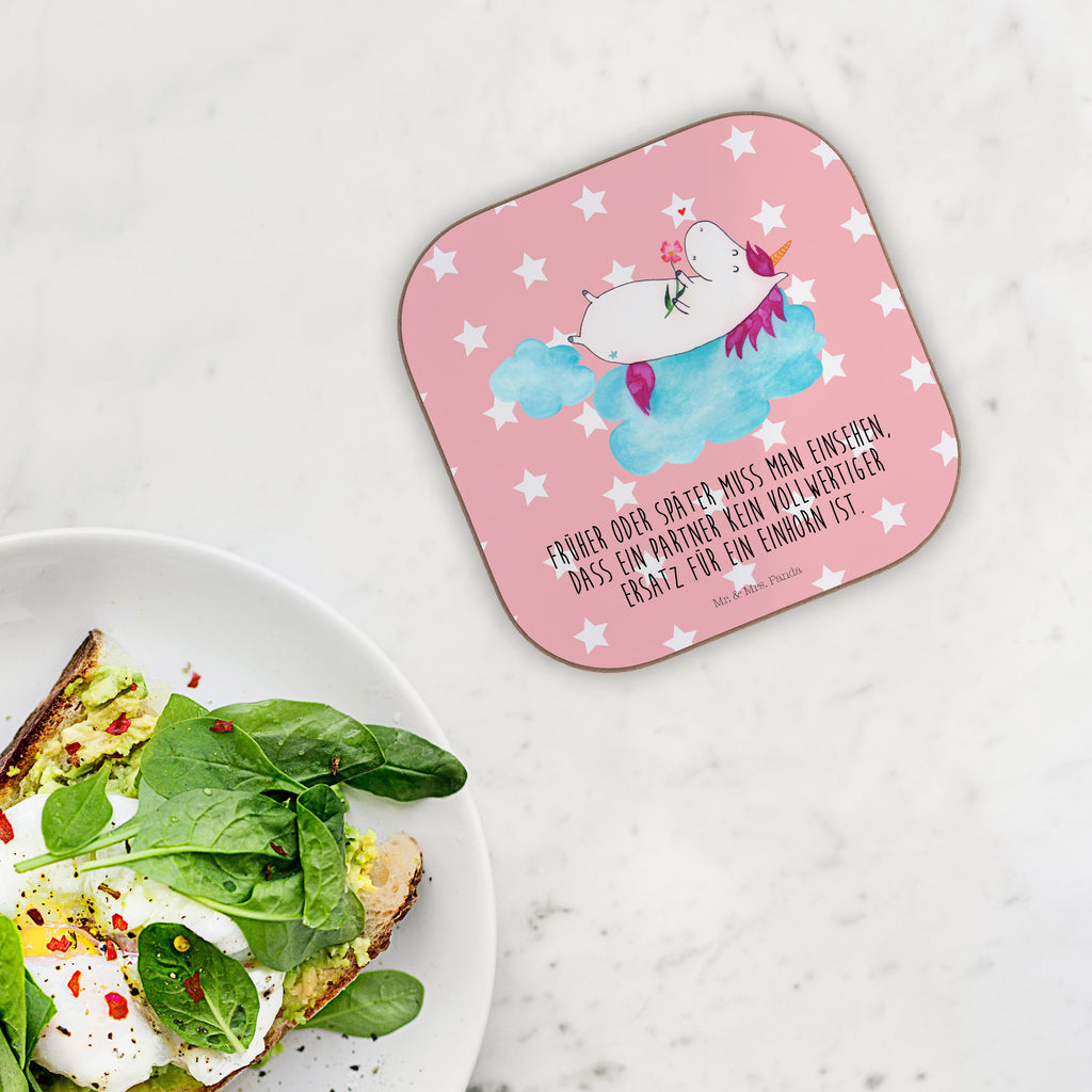 Quadratische Untersetzer Einhorn verliebt auf Wolke Bierdeckel, Glasuntersetzer, Untersetzer Gläser, Getränkeuntersetzer, Einhorn, Einhörner, Einhorn Deko, Pegasus, Unicorn, verliebt, Liebe, Liebesbeweis, Freundin, Wolke