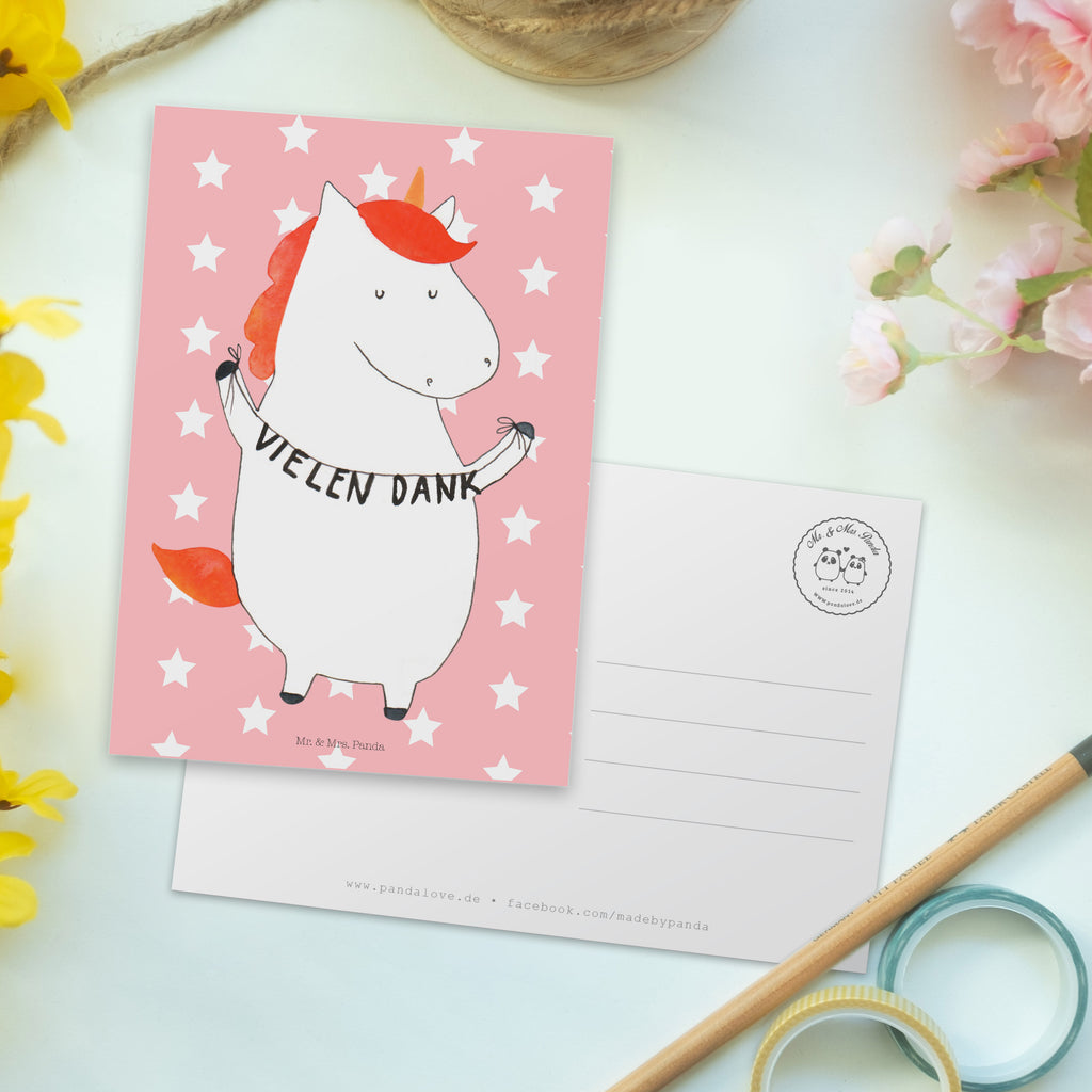 Postkarte Einhorn Vielen Dank Geschenkkarte, Grußkarte, Karte, Einladung, Ansichtskarte, Geburtstagskarte, Einladungskarte, Einhorn, Einhörner, Einhorn Deko, Pegasus, Unicorn, Danke, vielen Dank, Dankeschön, Danksagung
