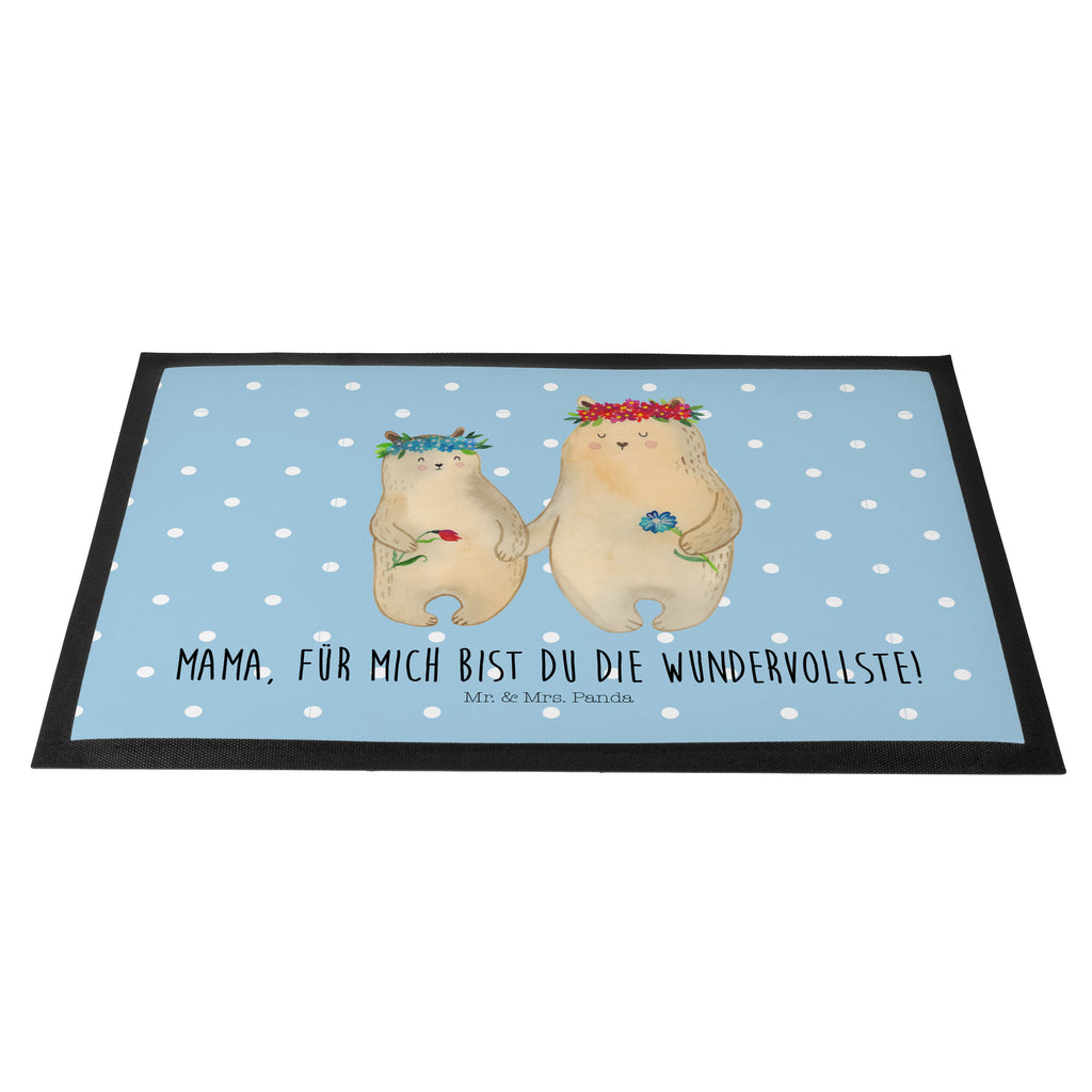 Fußmatte Bären mit Blumenkranz Bär, Bären, Mama, Mutter, Mutti, Mami, Lieblingsmensch, Lieblingsmama, beste Mutter, weltbeste Mama, Geschenk Mama. Muttertag, Tochter, Kind, Kinder, Töchter, Familie, Family, Vorbild Türvorleger, Schmutzmatte, Fußabtreter, Matte, Schmutzfänger, Fußabstreifer, Schmutzfangmatte, Türmatte, Motivfußmatte,  Haustürmatte, Vorleger  Familie, Vatertag, Muttertag, Bruder, Schwester, Mama, Papa, Oma, Opa