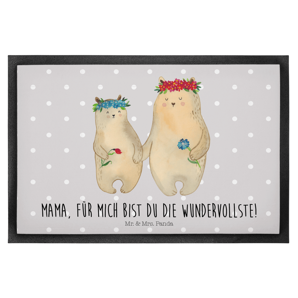 Fußmatte Bären mit Blumenkranz Bär, Bären, Mama, Mutter, Mutti, Mami, Lieblingsmensch, Lieblingsmama, beste Mutter, weltbeste Mama, Geschenk Mama. Muttertag, Tochter, Kind, Kinder, Töchter, Familie, Family, Vorbild Türvorleger, Schmutzmatte, Fußabtreter, Matte, Schmutzfänger, Fußabstreifer, Schmutzfangmatte, Türmatte, Motivfußmatte,  Haustürmatte, Vorleger  Familie, Vatertag, Muttertag, Bruder, Schwester, Mama, Papa, Oma, Opa