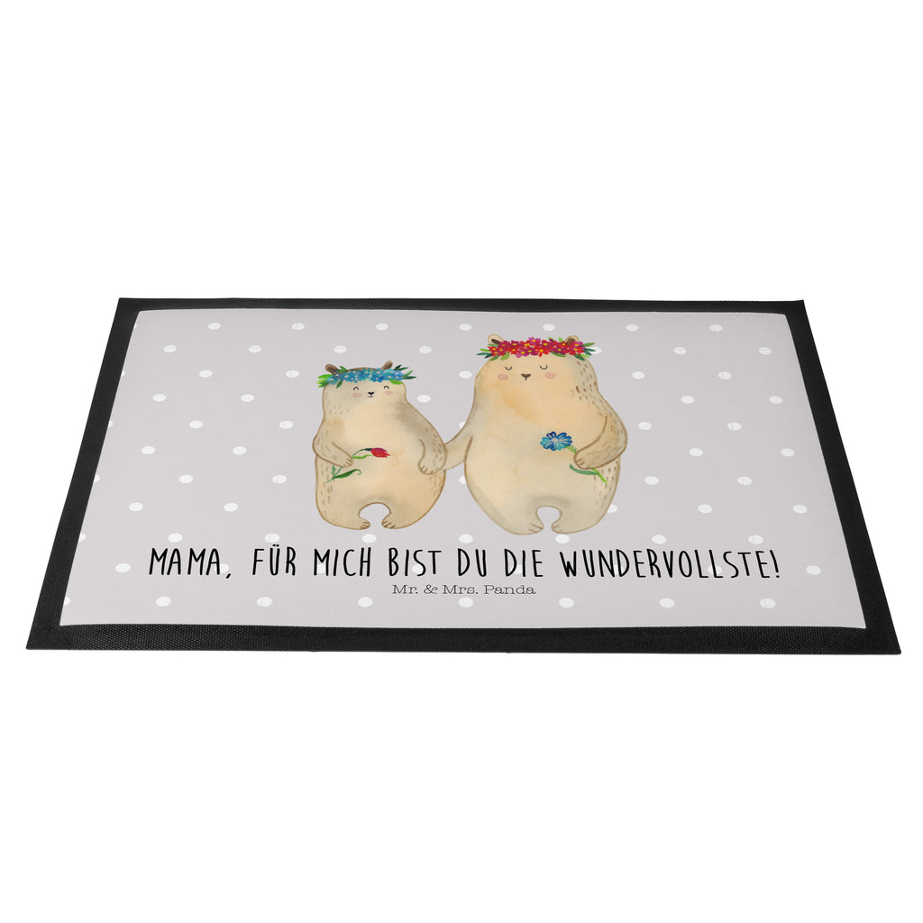 Fußmatte Bären mit Blumenkranz Bär, Bären, Mama, Mutter, Mutti, Mami, Lieblingsmensch, Lieblingsmama, beste Mutter, weltbeste Mama, Geschenk Mama. Muttertag, Tochter, Kind, Kinder, Töchter, Familie, Family, Vorbild Türvorleger, Schmutzmatte, Fußabtreter, Matte, Schmutzfänger, Fußabstreifer, Schmutzfangmatte, Türmatte, Motivfußmatte,  Haustürmatte, Vorleger  Familie, Vatertag, Muttertag, Bruder, Schwester, Mama, Papa, Oma, Opa
