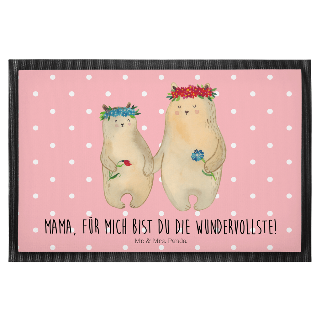 Fußmatte Bären mit Blumenkranz Bär, Bären, Mama, Mutter, Mutti, Mami, Lieblingsmensch, Lieblingsmama, beste Mutter, weltbeste Mama, Geschenk Mama. Muttertag, Tochter, Kind, Kinder, Töchter, Familie, Family, Vorbild Türvorleger, Schmutzmatte, Fußabtreter, Matte, Schmutzfänger, Fußabstreifer, Schmutzfangmatte, Türmatte, Motivfußmatte,  Haustürmatte, Vorleger  Familie, Vatertag, Muttertag, Bruder, Schwester, Mama, Papa, Oma, Opa