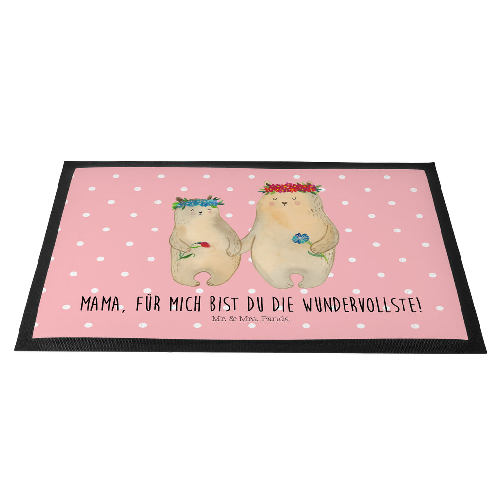 Fußmatte Bären mit Blumenkranz Bär, Bären, Mama, Mutter, Mutti, Mami, Lieblingsmensch, Lieblingsmama, beste Mutter, weltbeste Mama, Geschenk Mama. Muttertag, Tochter, Kind, Kinder, Töchter, Familie, Family, Vorbild Türvorleger, Schmutzmatte, Fußabtreter, Matte, Schmutzfänger, Fußabstreifer, Schmutzfangmatte, Türmatte, Motivfußmatte,  Haustürmatte, Vorleger  Familie, Vatertag, Muttertag, Bruder, Schwester, Mama, Papa, Oma, Opa