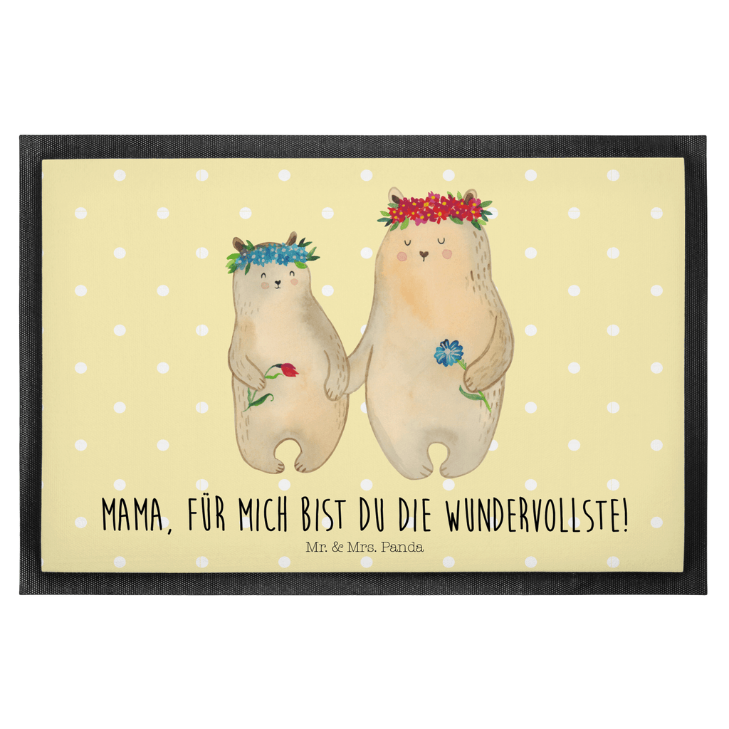 Fußmatte Bären mit Blumenkranz Bär, Bären, Mama, Mutter, Mutti, Mami, Lieblingsmensch, Lieblingsmama, beste Mutter, weltbeste Mama, Geschenk Mama. Muttertag, Tochter, Kind, Kinder, Töchter, Familie, Family, Vorbild Türvorleger, Schmutzmatte, Fußabtreter, Matte, Schmutzfänger, Fußabstreifer, Schmutzfangmatte, Türmatte, Motivfußmatte,  Haustürmatte, Vorleger  Familie, Vatertag, Muttertag, Bruder, Schwester, Mama, Papa, Oma, Opa