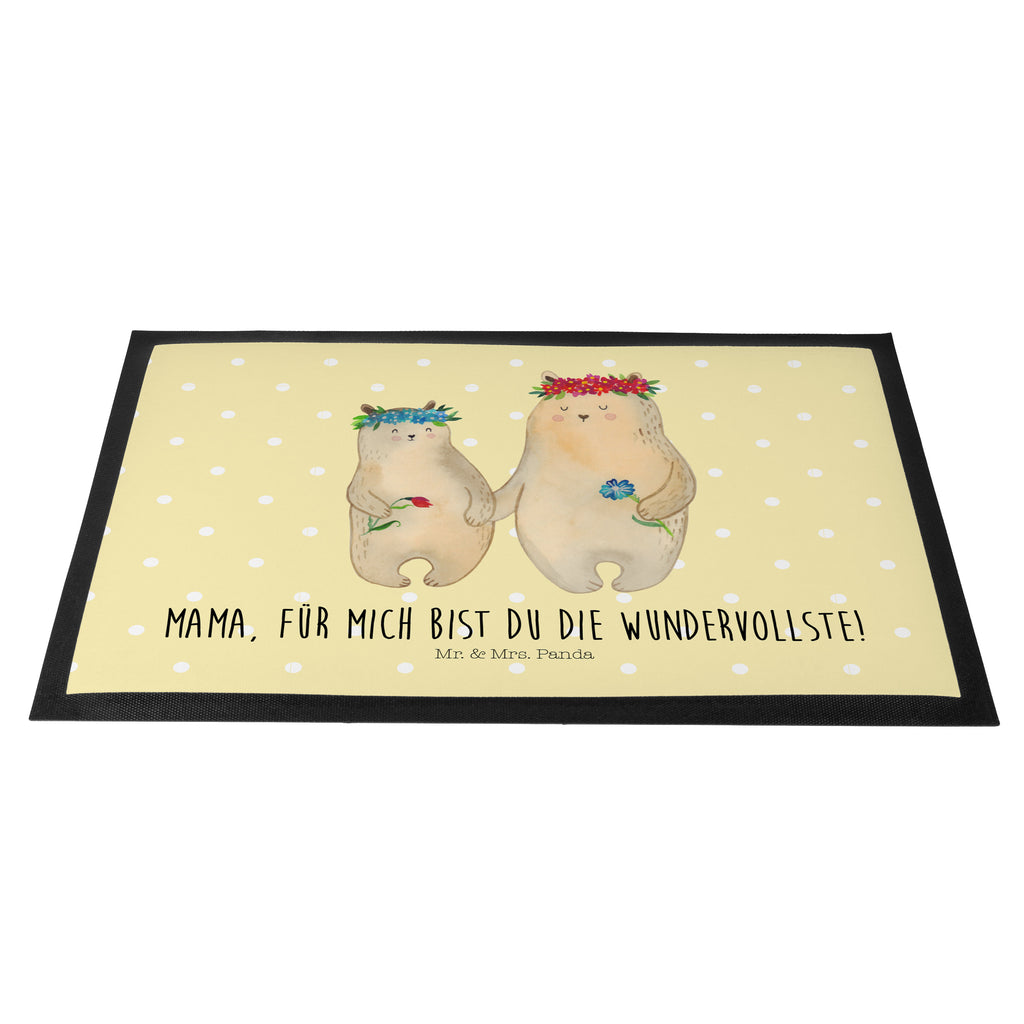 Fußmatte Bären mit Blumenkranz Bär, Bären, Mama, Mutter, Mutti, Mami, Lieblingsmensch, Lieblingsmama, beste Mutter, weltbeste Mama, Geschenk Mama. Muttertag, Tochter, Kind, Kinder, Töchter, Familie, Family, Vorbild Türvorleger, Schmutzmatte, Fußabtreter, Matte, Schmutzfänger, Fußabstreifer, Schmutzfangmatte, Türmatte, Motivfußmatte,  Haustürmatte, Vorleger  Familie, Vatertag, Muttertag, Bruder, Schwester, Mama, Papa, Oma, Opa