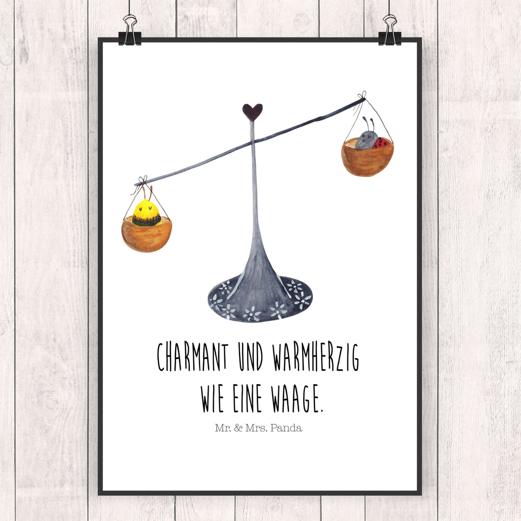 Poster Sternzeichen Waage Poster, Wandposter, Bild, Wanddeko, Küchenposter, Kinderposter, Wanddeko Bild, Raumdekoration, Wanddekoration, Handgemaltes Poster, Mr. & Mrs. Panda Poster, Designposter, Kunstdruck, Posterdruck, Tierkreiszeichen, Sternzeichen, Horoskop, Astrologie, Aszendent, Waage, Waage Geschenk, Waage Sternzeichen, Geschenk Oktober, Geschenk September, Geburtstag Oktober, Geburtstag September, Gleichgewicht, Marienkäfer, Hummel, Biene