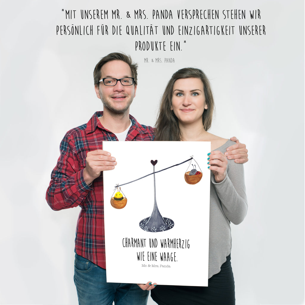 Poster Sternzeichen Waage Poster, Wandposter, Bild, Wanddeko, Küchenposter, Kinderposter, Wanddeko Bild, Raumdekoration, Wanddekoration, Handgemaltes Poster, Mr. & Mrs. Panda Poster, Designposter, Kunstdruck, Posterdruck, Tierkreiszeichen, Sternzeichen, Horoskop, Astrologie, Aszendent, Waage, Waage Geschenk, Waage Sternzeichen, Geschenk Oktober, Geschenk September, Geburtstag Oktober, Geburtstag September, Gleichgewicht, Marienkäfer, Hummel, Biene