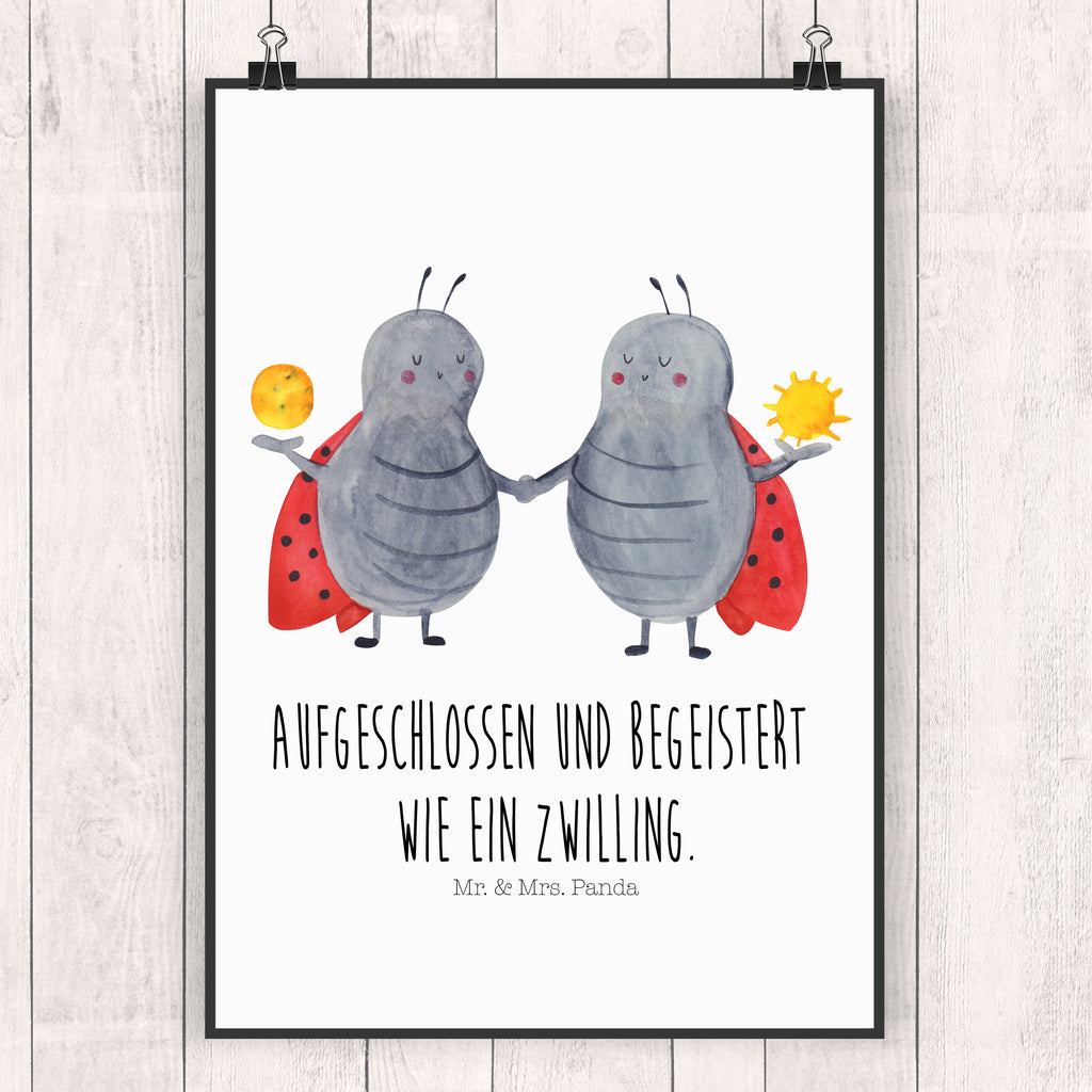 Poster Sternzeichen Zwilling Poster, Wandposter, Bild, Wanddeko, Küchenposter, Kinderposter, Wanddeko Bild, Raumdekoration, Wanddekoration, Handgemaltes Poster, Mr. & Mrs. Panda Poster, Designposter, Kunstdruck, Posterdruck, Tierkreiszeichen, Sternzeichen, Horoskop, Astrologie, Aszendent, Zwillinge, Zwilling Geschenk, Zwilling Sternzeichen, Geburtstag Mai, Geschenk Mai, Geschenk Juni, Marienkäfer, Glückskäfer, Zwillingsbruder, Zwillingsschwester