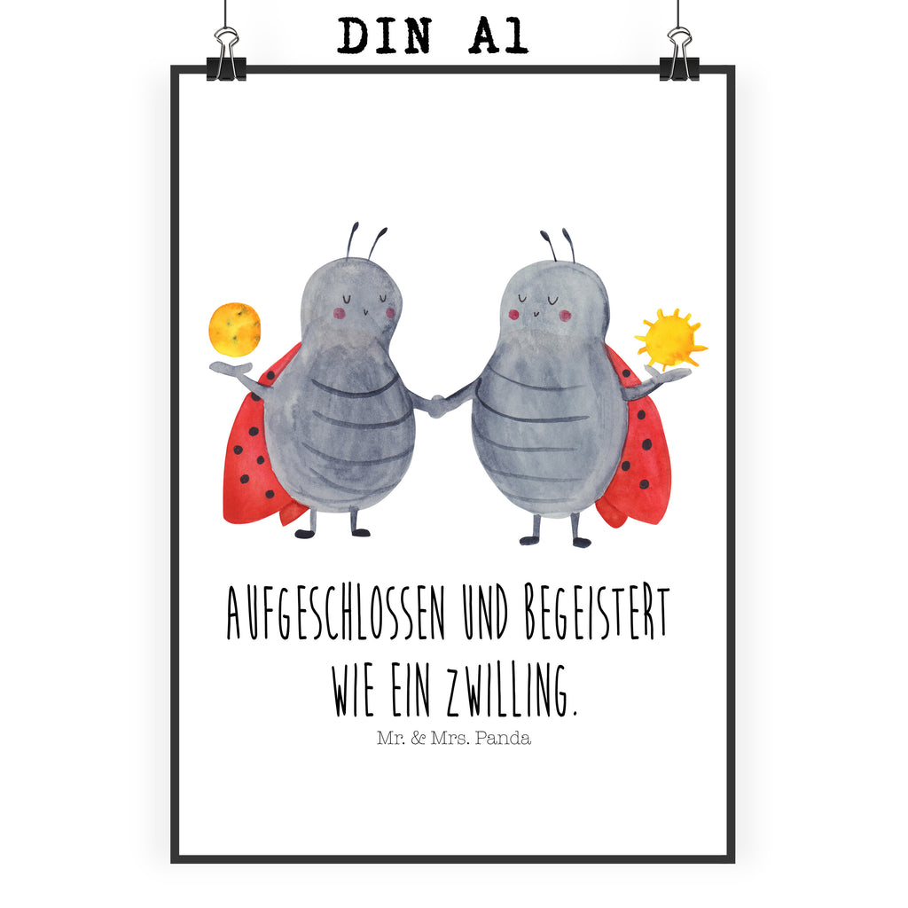 Poster Sternzeichen Zwilling Poster, Wandposter, Bild, Wanddeko, Küchenposter, Kinderposter, Wanddeko Bild, Raumdekoration, Wanddekoration, Handgemaltes Poster, Mr. & Mrs. Panda Poster, Designposter, Kunstdruck, Posterdruck, Tierkreiszeichen, Sternzeichen, Horoskop, Astrologie, Aszendent, Zwillinge, Zwilling Geschenk, Zwilling Sternzeichen, Geburtstag Mai, Geschenk Mai, Geschenk Juni, Marienkäfer, Glückskäfer, Zwillingsbruder, Zwillingsschwester