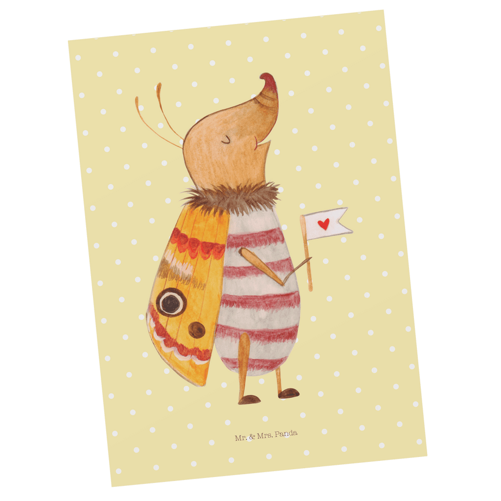 Postkarte Nachtfalter mit Fähnchen Geschenkkarte, Grußkarte, Karte, Einladung, Ansichtskarte, Geburtstagskarte, Einladungskarte, Dankeskarte, Tiermotive, Gute Laune, lustige Sprüche, Tiere, Nachtfalter, Käfer, Spruch lustig, Spruch witzig, süß, niedlich, Küche Deko, Was kostet die Welt