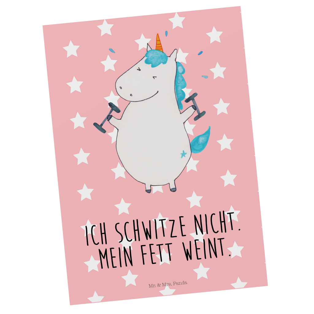 Postkarte Einhorn Fitness Geschenkkarte, Grußkarte, Karte, Einladung, Ansichtskarte, Geburtstagskarte, Einladungskarte, Dankeskarte, Einhorn, Einhörner, Einhorn Deko, Pegasus, Unicorn, Gym, Fitness, Fitnessstudio, Diät, Abnehmen, Sport, Pumpen, Geräte, Sixpack