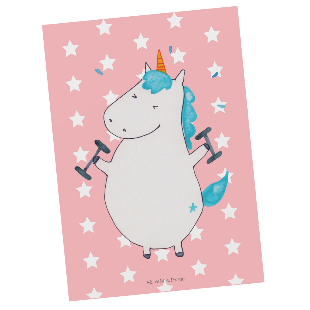 Postkarte Einhorn Fitness Geschenkkarte, Grußkarte, Karte, Einladung, Ansichtskarte, Geburtstagskarte, Einladungskarte, Dankeskarte, Einhorn, Einhörner, Einhorn Deko, Pegasus, Unicorn, Gym, Fitness, Fitnessstudio, Diät, Abnehmen, Sport, Pumpen, Geräte, Sixpack