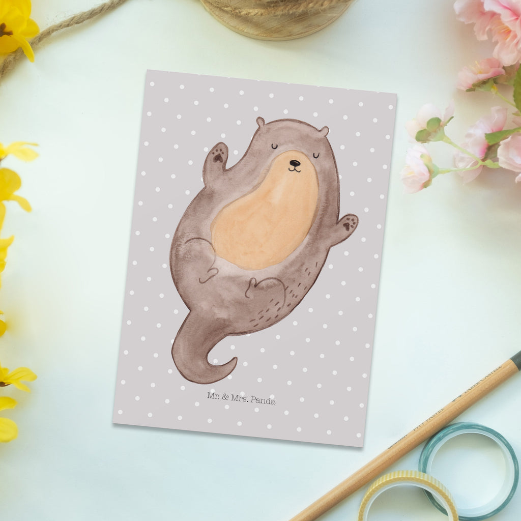 Postkarte Otter Umarmen Geschenkkarte, Grußkarte, Karte, Einladung, Ansichtskarte, Geburtstagskarte, Einladungskarte, Dankeskarte, Otter, Fischotter, Seeotter, Otter Seeotter See Otter
