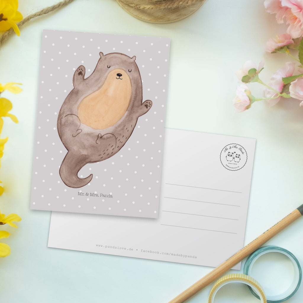 Postkarte Otter Umarmen Geschenkkarte, Grußkarte, Karte, Einladung, Ansichtskarte, Geburtstagskarte, Einladungskarte, Dankeskarte, Otter, Fischotter, Seeotter, Otter Seeotter See Otter