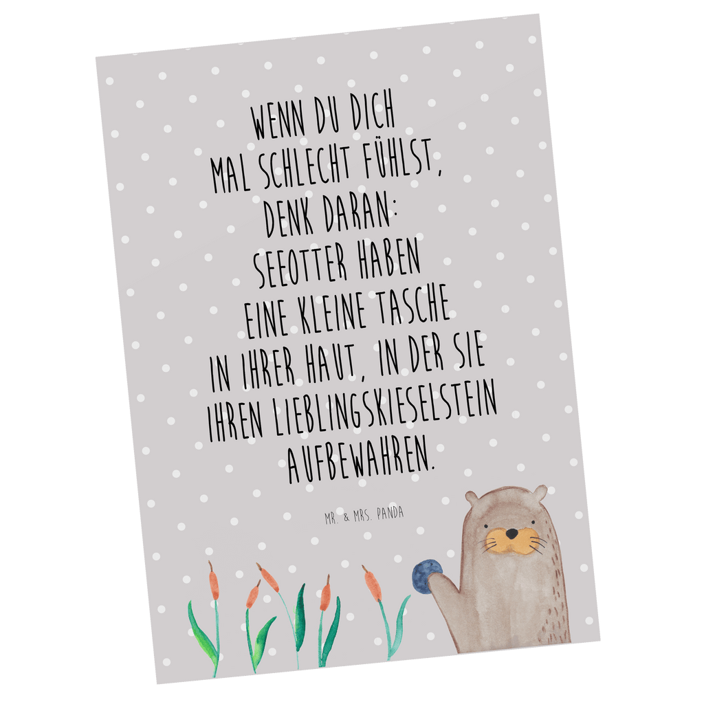 Postkarte Otter mit Stein Geschenkkarte, Grußkarte, Karte, Einladung, Ansichtskarte, Geburtstagskarte, Einladungskarte, Dankeskarte, Otter, Fischotter, Seeotter, Otter Seeotter See Otter