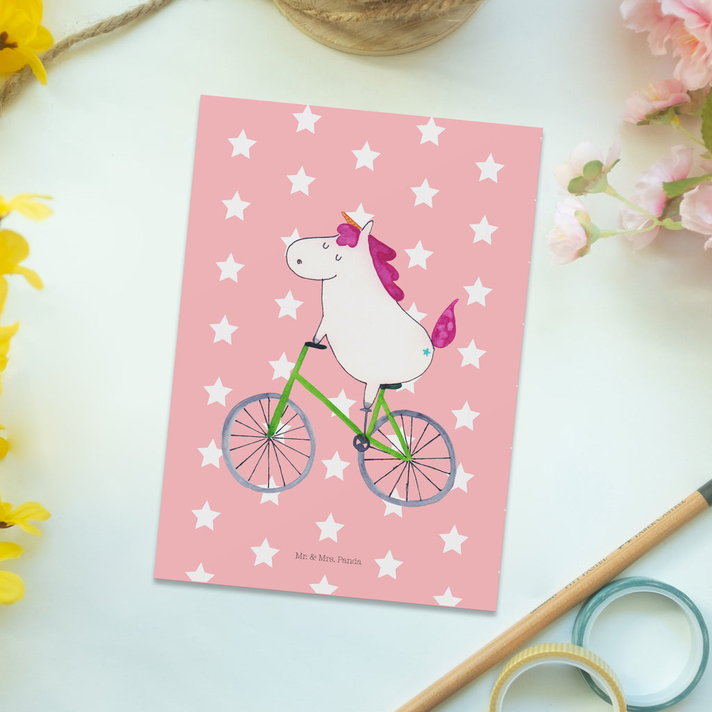 Postkarte Einhorn Radfahrer Geschenkkarte, Grußkarte, Karte, Einladung, Ansichtskarte, Geburtstagskarte, Einladungskarte, Einhorn, Einhörner, Einhorn Deko, Pegasus, Unicorn, Radfahren, Radfahrer, Rad, Bike, Feenstaub, Konfetti, Luxusproblem, Kummer, Liebeskummer