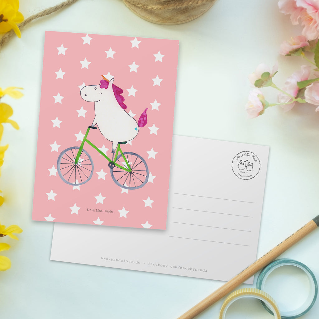 Postkarte Einhorn Radfahrer Geschenkkarte, Grußkarte, Karte, Einladung, Ansichtskarte, Geburtstagskarte, Einladungskarte, Einhorn, Einhörner, Einhorn Deko, Pegasus, Unicorn, Radfahren, Radfahrer, Rad, Bike, Feenstaub, Konfetti, Luxusproblem, Kummer, Liebeskummer