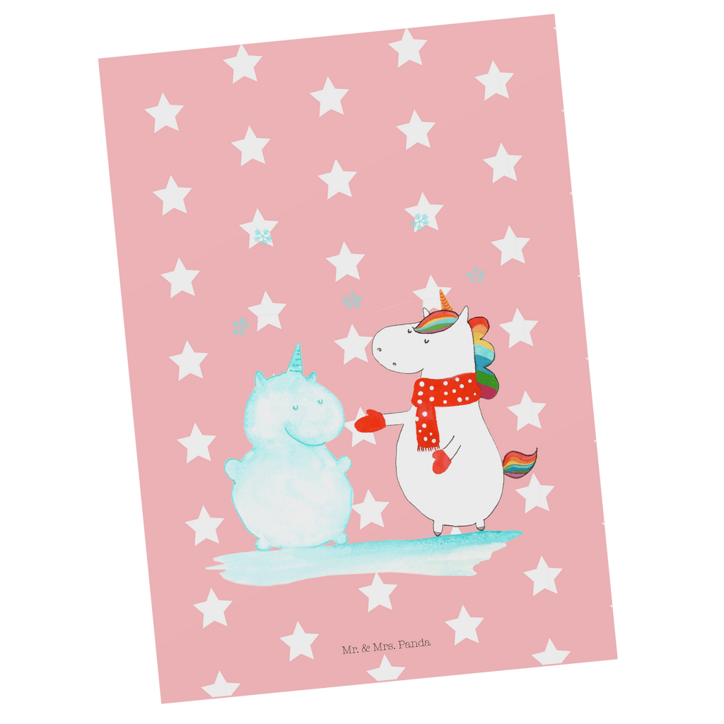 Postkarte Einhorn Schneemann Geschenkkarte, Grußkarte, Karte, Einladung, Ansichtskarte, Geburtstagskarte, Einladungskarte, Einhorn, Einhörner, Einhorn Deko, Pegasus, Unicorn, Schneemann, Winter, Schnee, Kuchen, Weihnachten, kalt, Mütze, Handschuhe, X-Mas