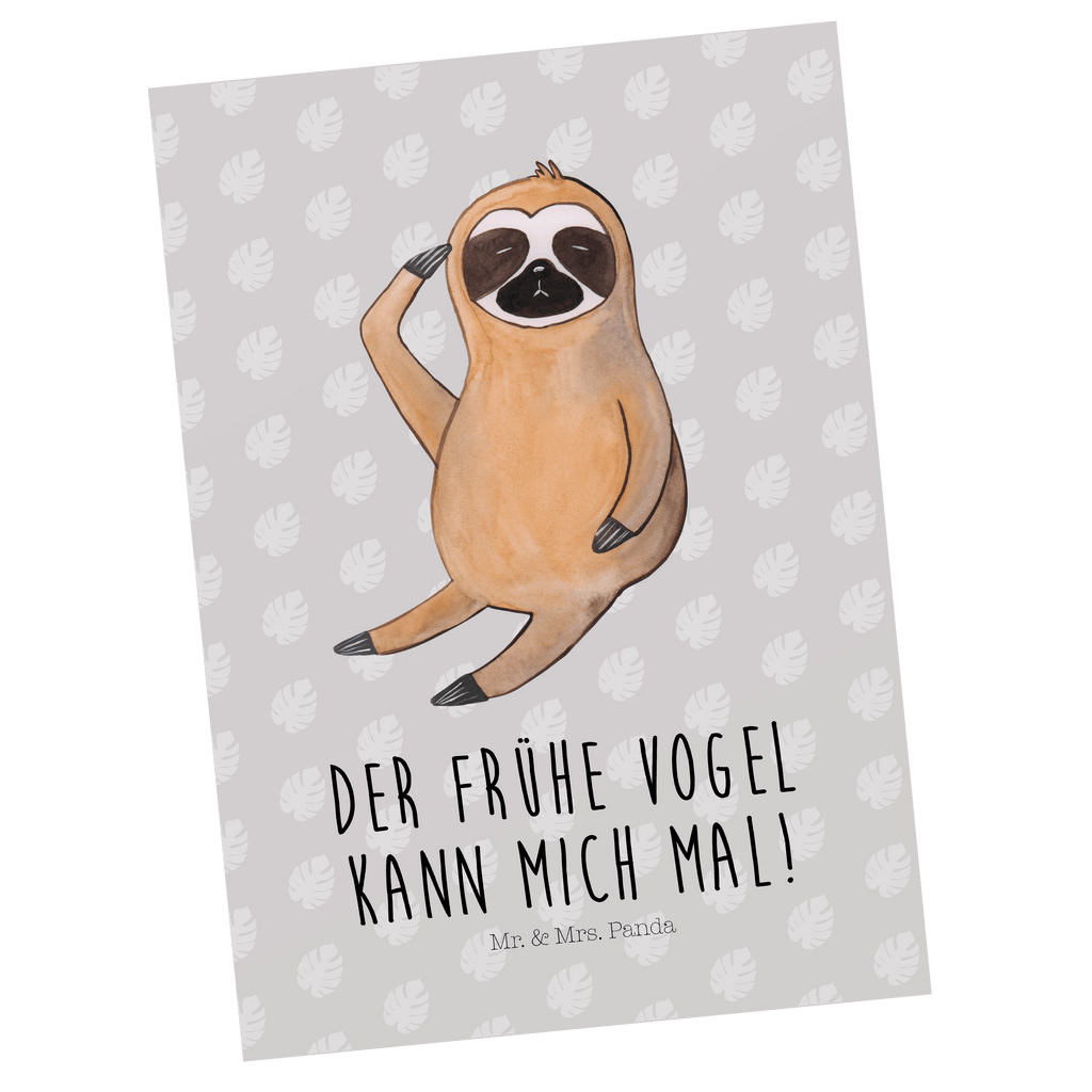 Postkarte Faultier Vogel zeigen Geschenkkarte, Grußkarte, Karte, Einladung, Ansichtskarte, Geburtstagskarte, Einladungskarte, Faultier, Faultier Geschenk, Faultier Deko, Faultiere, faul, Lieblingstier, Spinner, früher Vogel, der frühe Vogel, Frühaufsteher, Morgenmuffel, Vogel, Faultierwelt