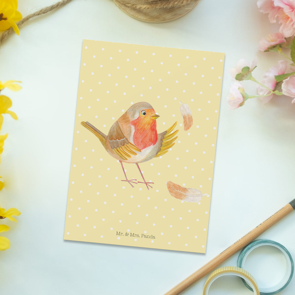 Postkarte Rotkehlchen mit Federn Geschenkkarte, Grußkarte, Karte, Einladung, Ansichtskarte, Geburtstagskarte, Einladungskarte, Dankeskarte, Tiermotive, Gute Laune, lustige Sprüche, Tiere, What if i fall, Rotkehlchen, Spruch Motivation, Spruch Mut, Vogel, Motivation Sprüche, Motivationsbilder, fliegen