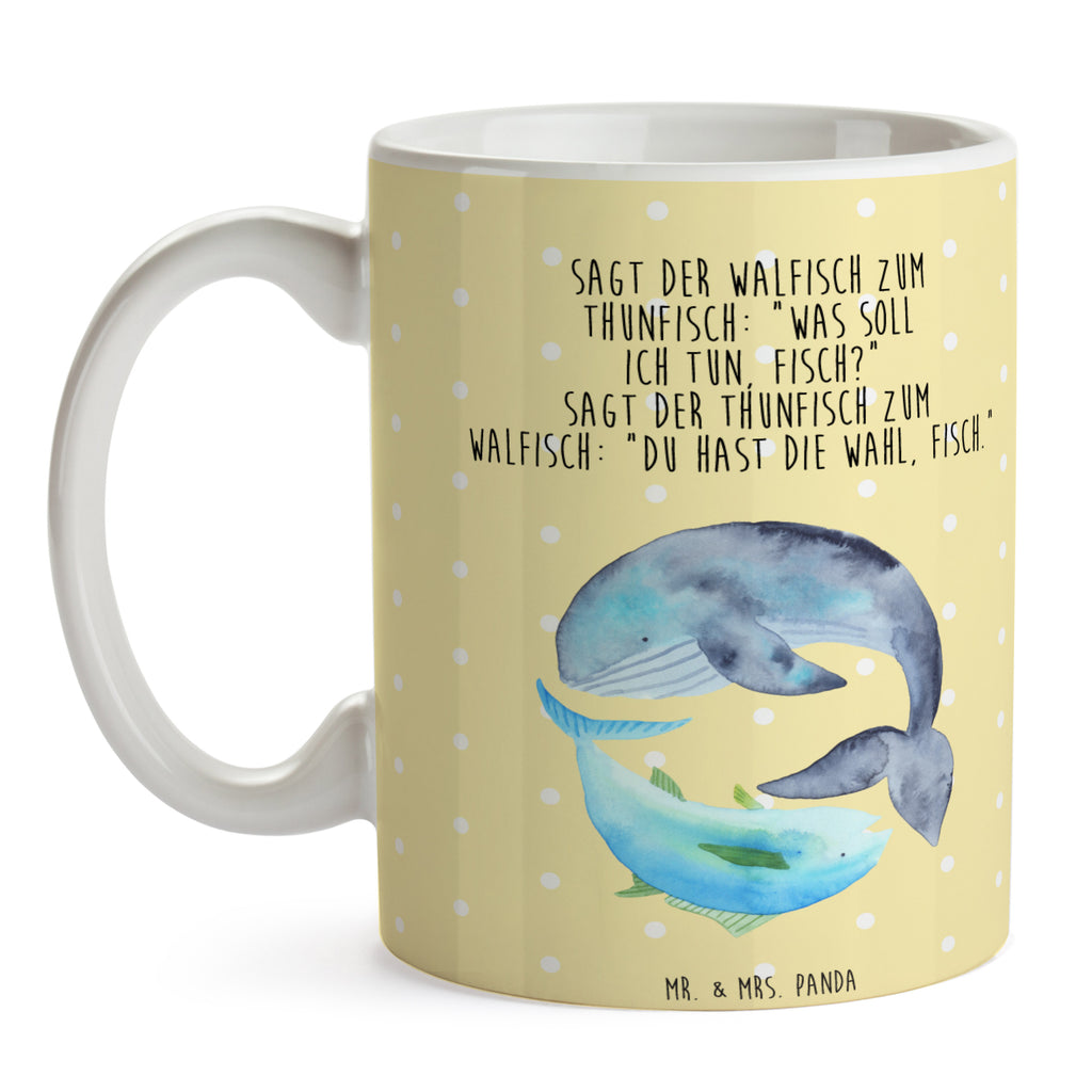 Tasse Walfisch & Thunfisch Wal, Wahl, Tunfisch, Wortwitz lustig, Spruch lustig, Flachwitz, Witz, Spruch des Tages, Flachwitz Geschenk   Becher, Kaffeetasse, Kaffeebecher, Tee, Frühstück, Büro  süße Tiermotive, gute Laune, lustige Sprüche, Tiere