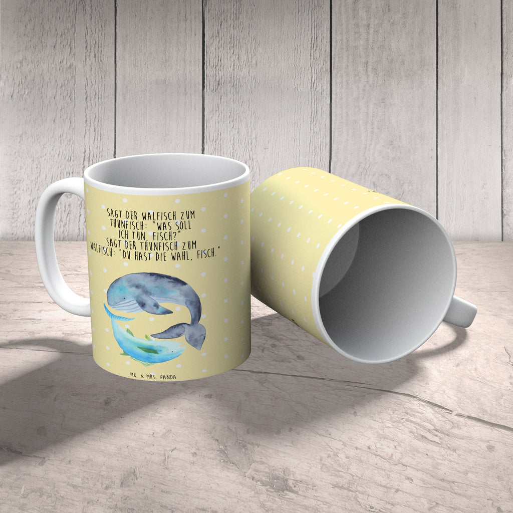 Tasse Walfisch & Thunfisch Wal, Wahl, Tunfisch, Wortwitz lustig, Spruch lustig, Flachwitz, Witz, Spruch des Tages, Flachwitz Geschenk   Becher, Kaffeetasse, Kaffeebecher, Tee, Frühstück, Büro  süße Tiermotive, gute Laune, lustige Sprüche, Tiere