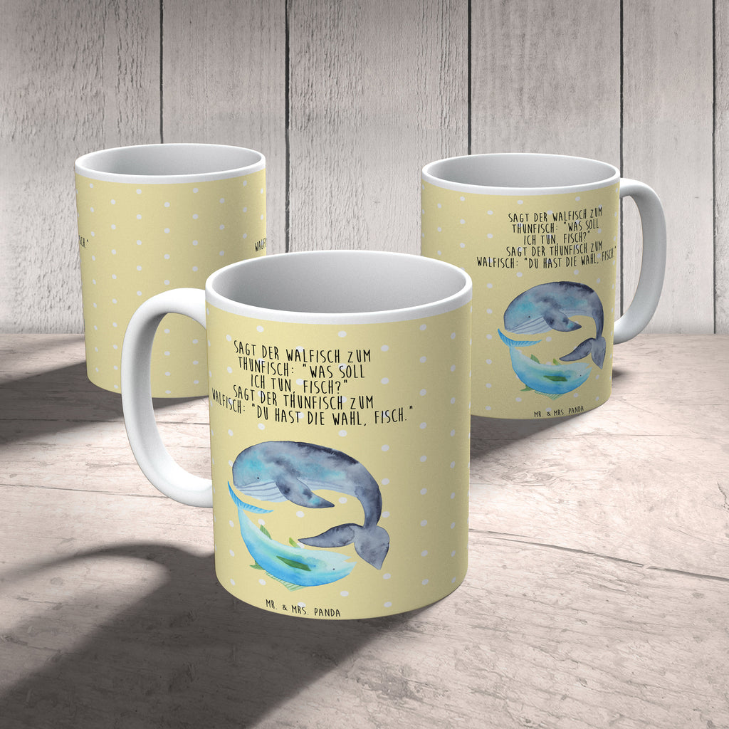 Tasse Walfisch & Thunfisch Wal, Wahl, Tunfisch, Wortwitz lustig, Spruch lustig, Flachwitz, Witz, Spruch des Tages, Flachwitz Geschenk   Becher, Kaffeetasse, Kaffeebecher, Tee, Frühstück, Büro  süße Tiermotive, gute Laune, lustige Sprüche, Tiere